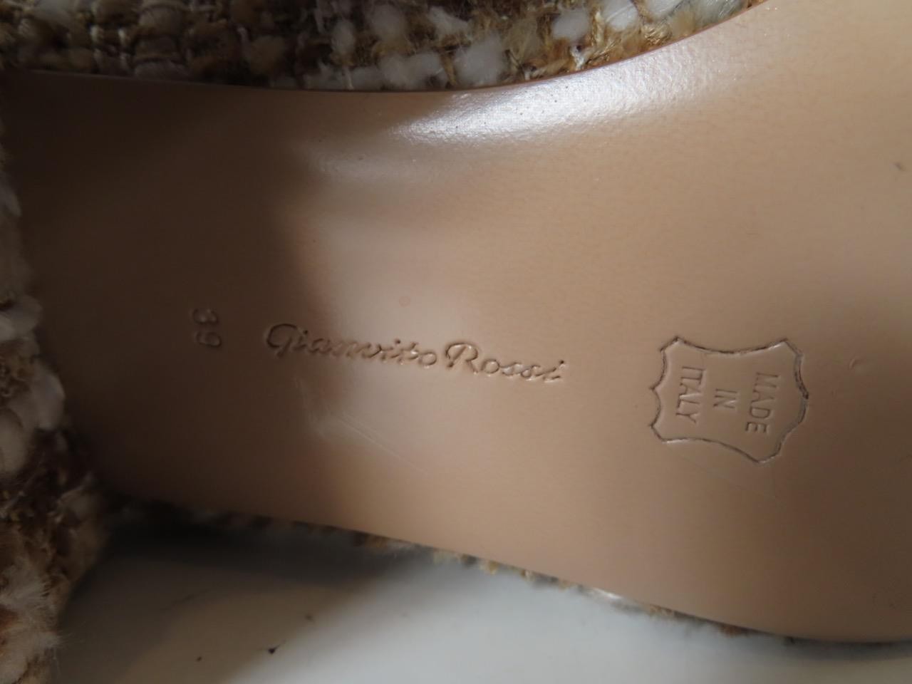 Gianvito Rossi Nude Boucle Tweed Mary Jane 45mm Pumps Size 39/US 9