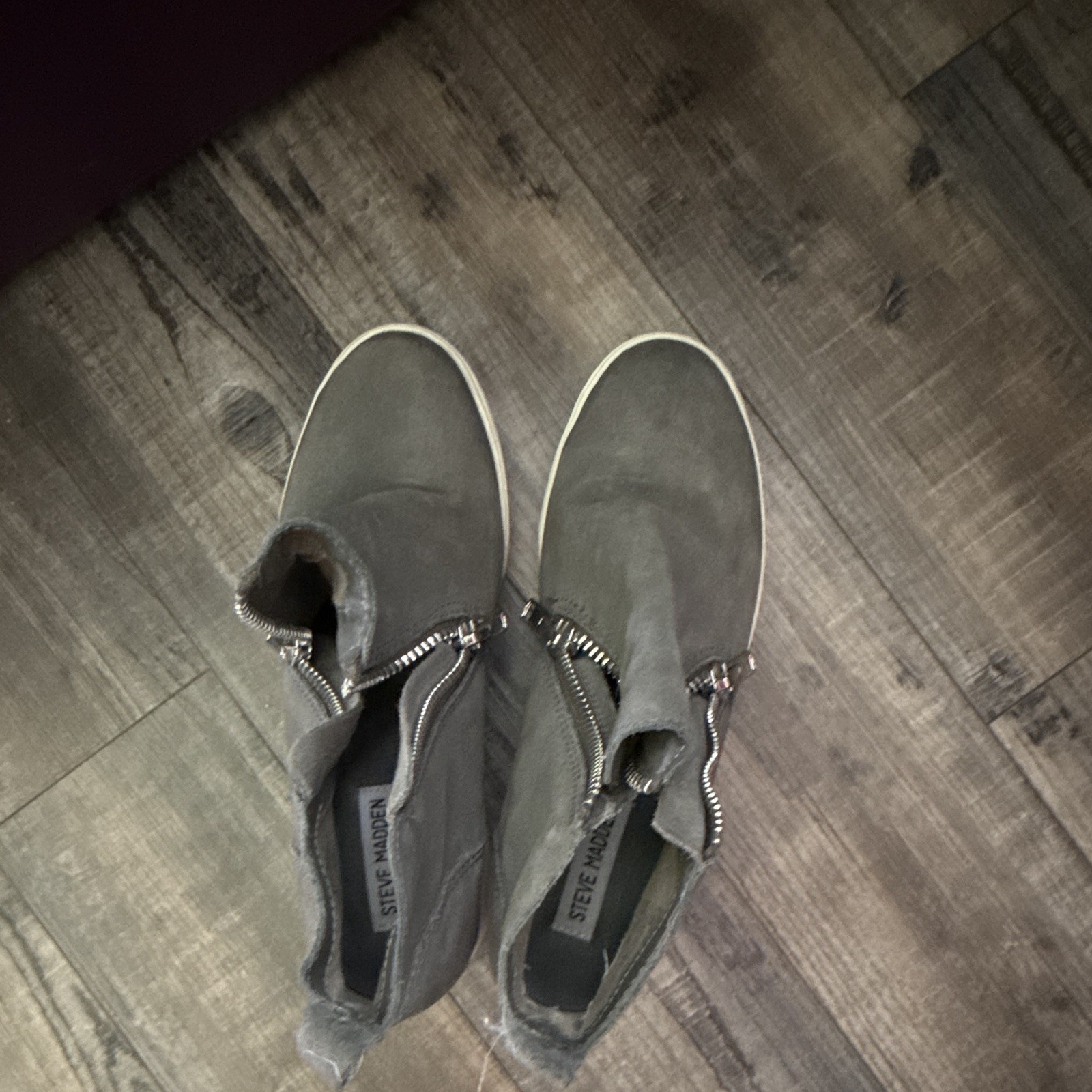 Steve Madden Wedgie Sneaker Leather Streetwear Gray Grey Bootie Shoes