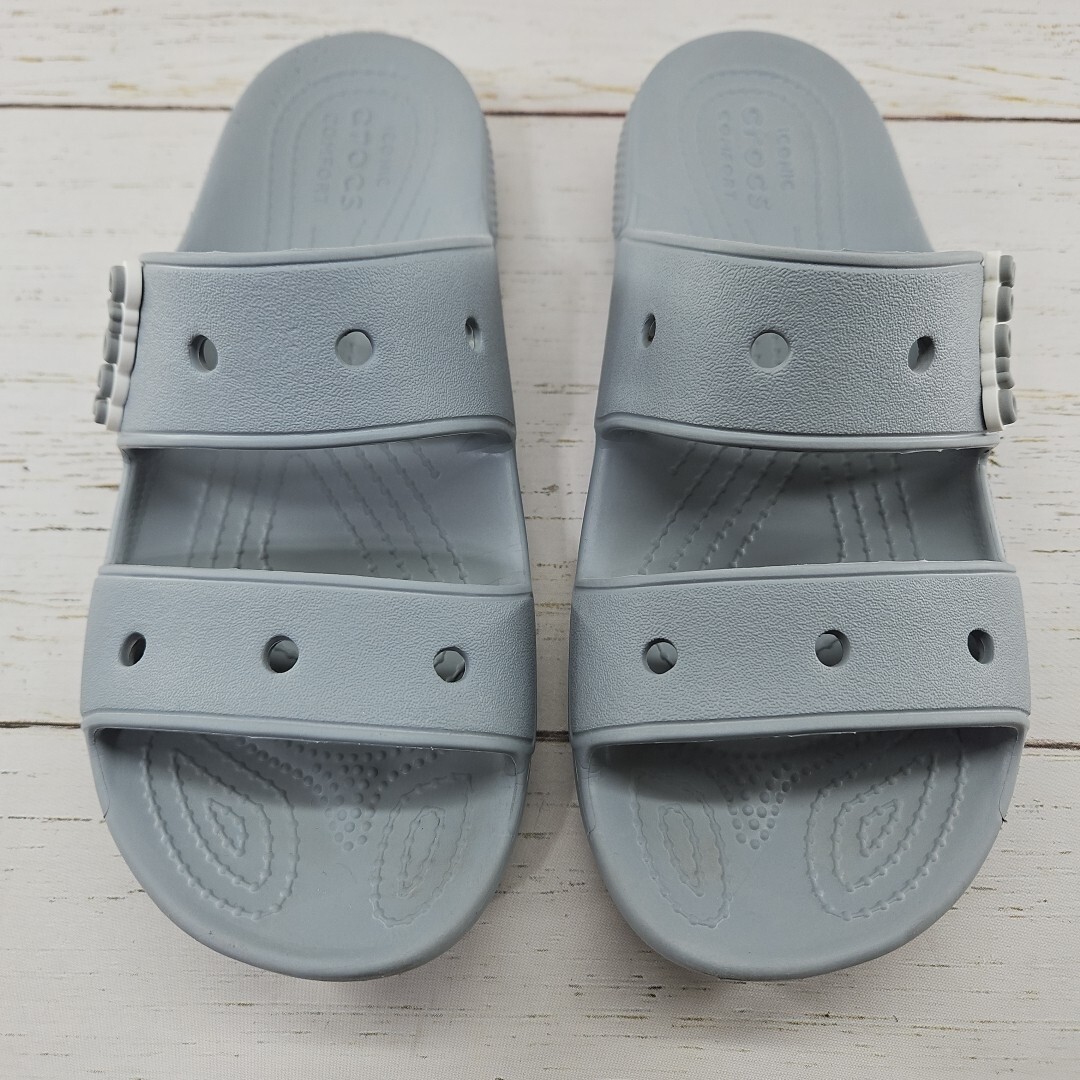 Crocs Classic Dual Band Womens 8 Gray Slip On Slides Sandals Jibbitz 206761