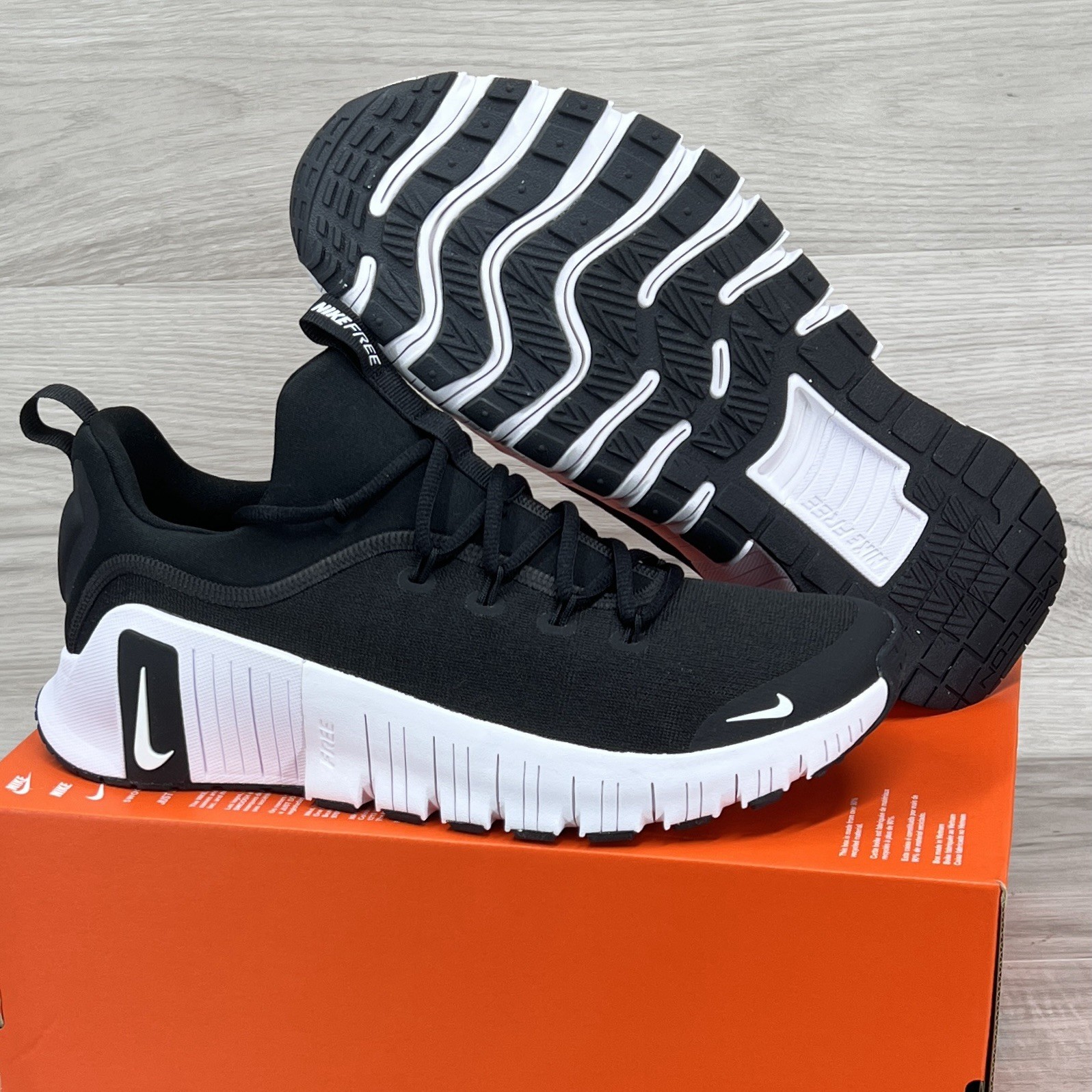 Nike Free Metcon 6 Black White Women’s 10.5 / Mens 9 Running Shoe nby FJ7126-001
