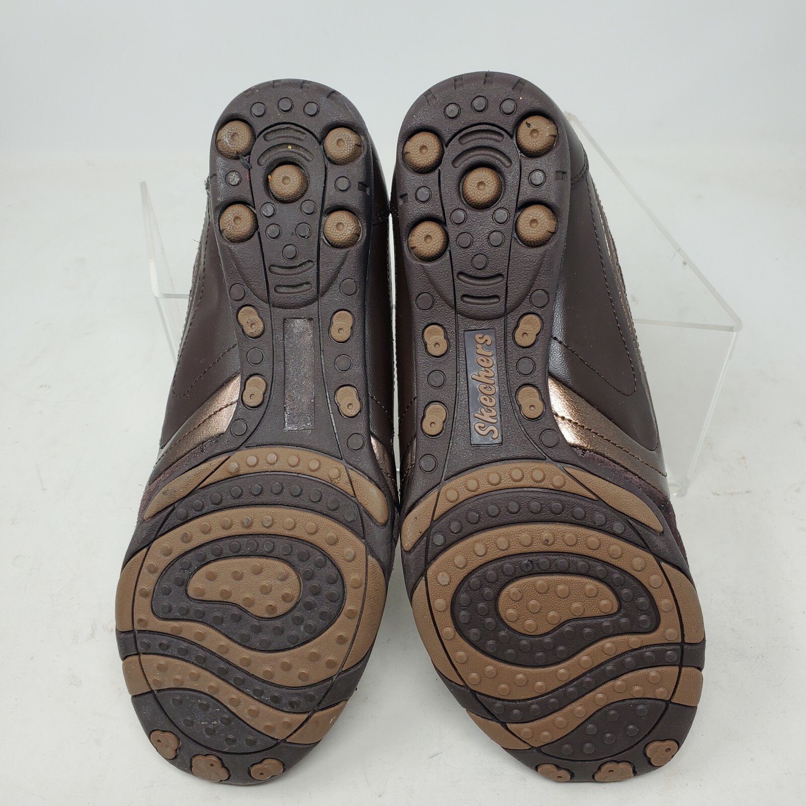 SKECHERS Womens SHOES Sz 7 Athletic Stretch leather Synthetic 21853 Brown