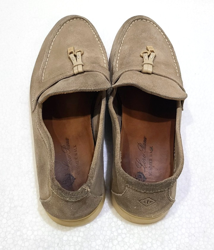 Loro Piana Beige Suede Summer Charms Walk Loafers Size EU 38 US 7.5