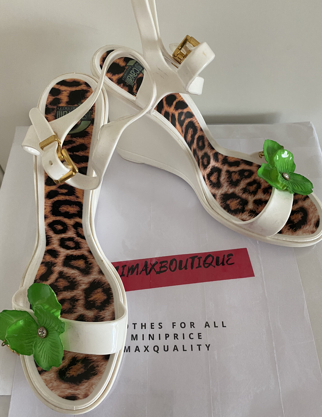 JUST CAVALLI jelly sandals Off White Wedge beach jelly JC logo summer SZ 38/us7