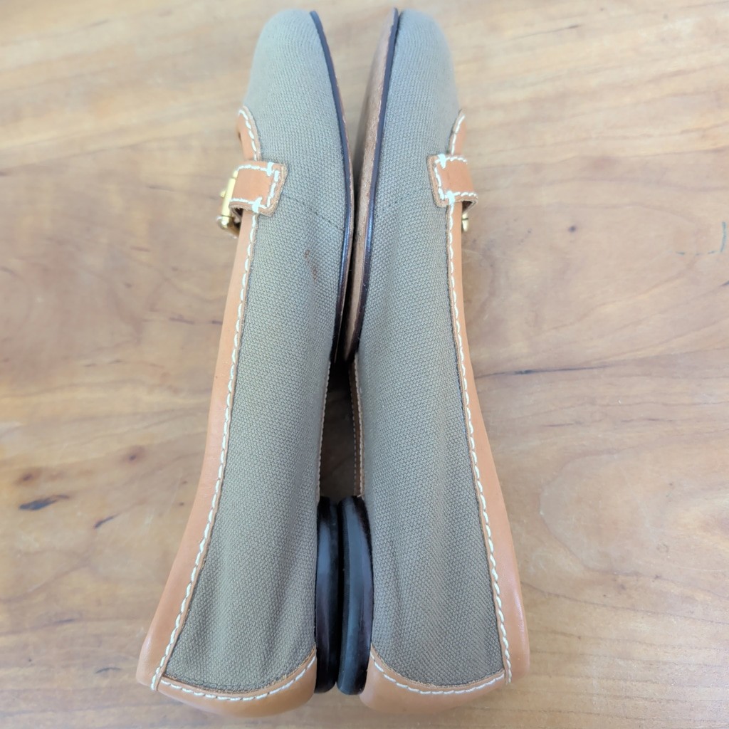 Talbots Canvas & Leather Buckle Strap Flats Size 7.5B
