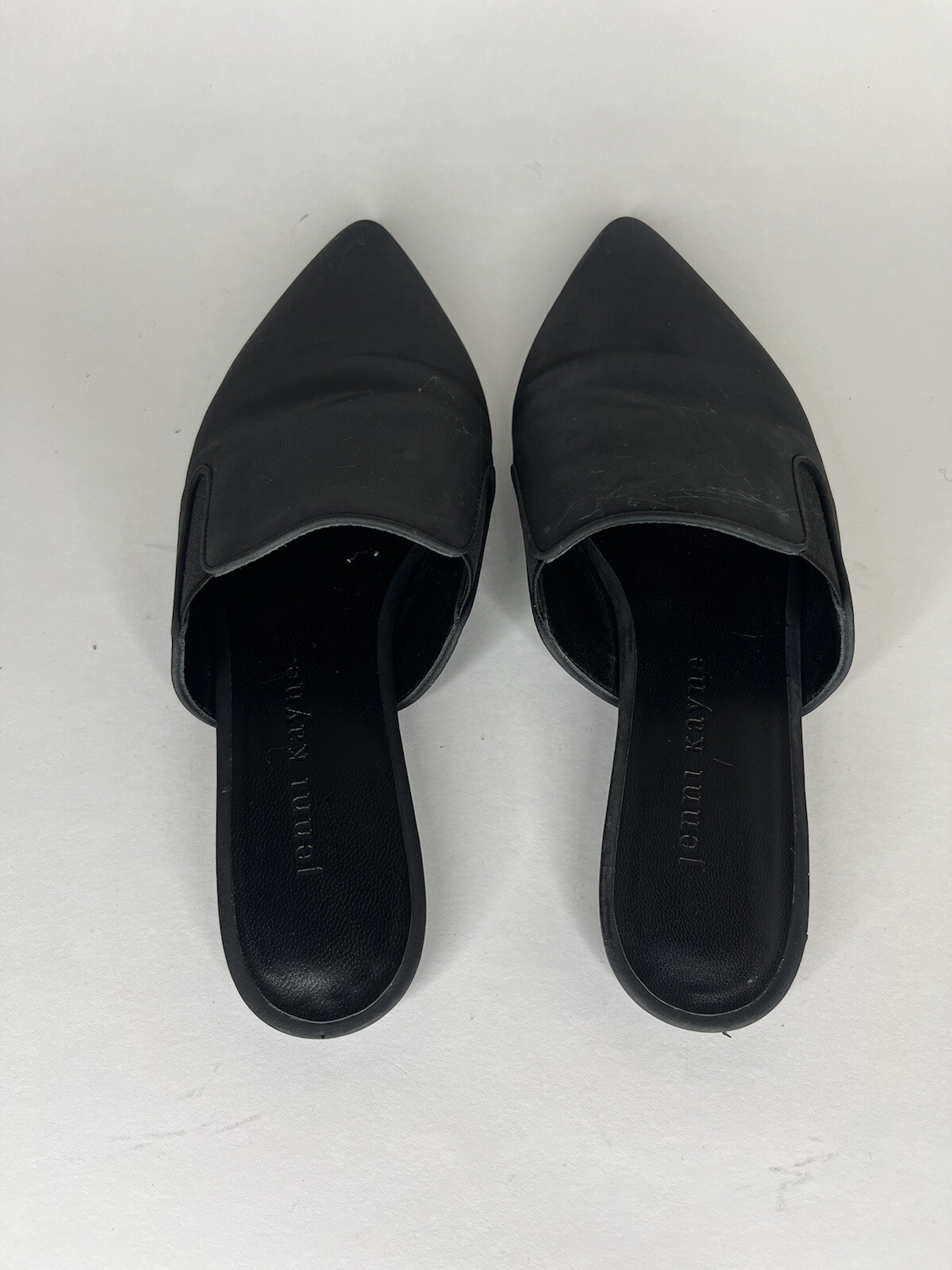 Jenni Kayne Womens Black smooth leather Mules Size 35 US 5 Flats Slides Shoes