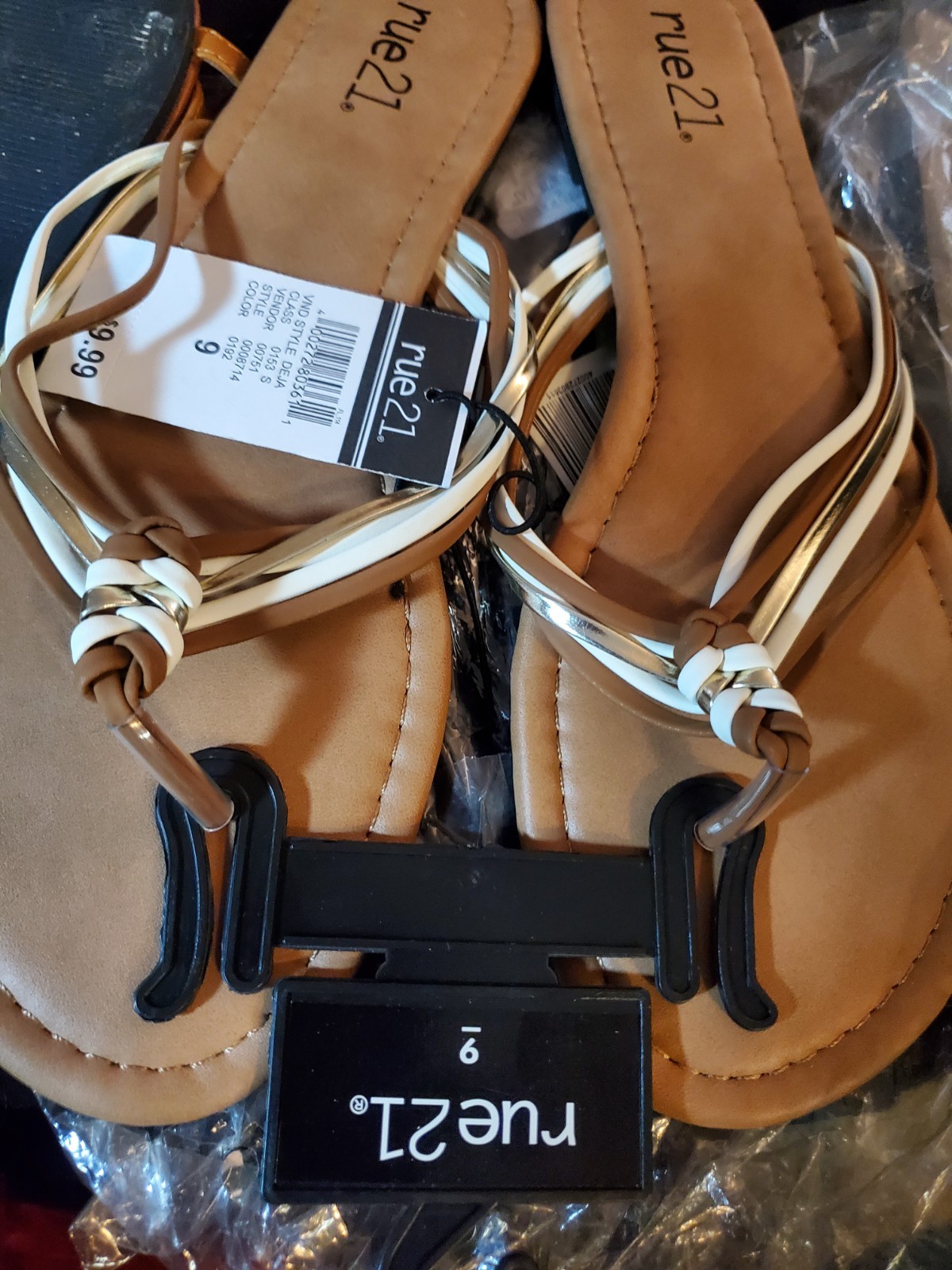 NEW Rue 21 Brown White Gold Sandals Size 9 ETC! Brown Size 8/9 LOT 2 Pairs Women