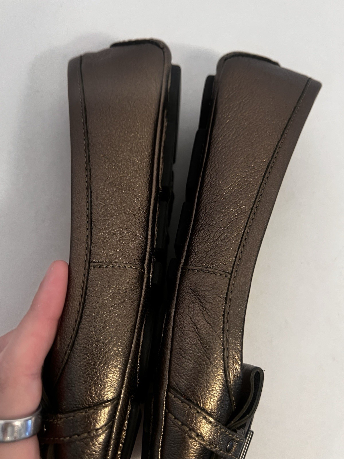 MICHAEL KORS Fulton Kiltie MOC Metallic Leather Logo Moccasins Flats Women’s 7