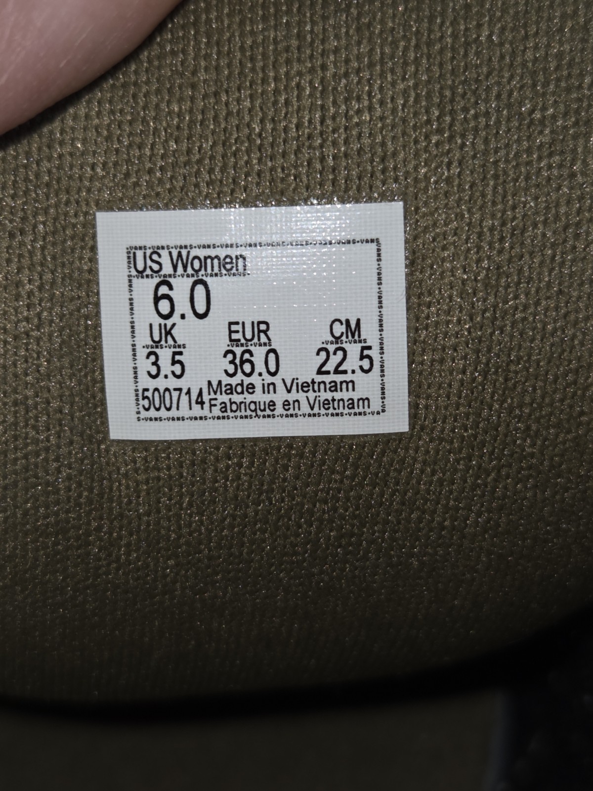 Vans Caldrone Gothic Olive Translucent Gum Sole Sneakers Womens Size 6