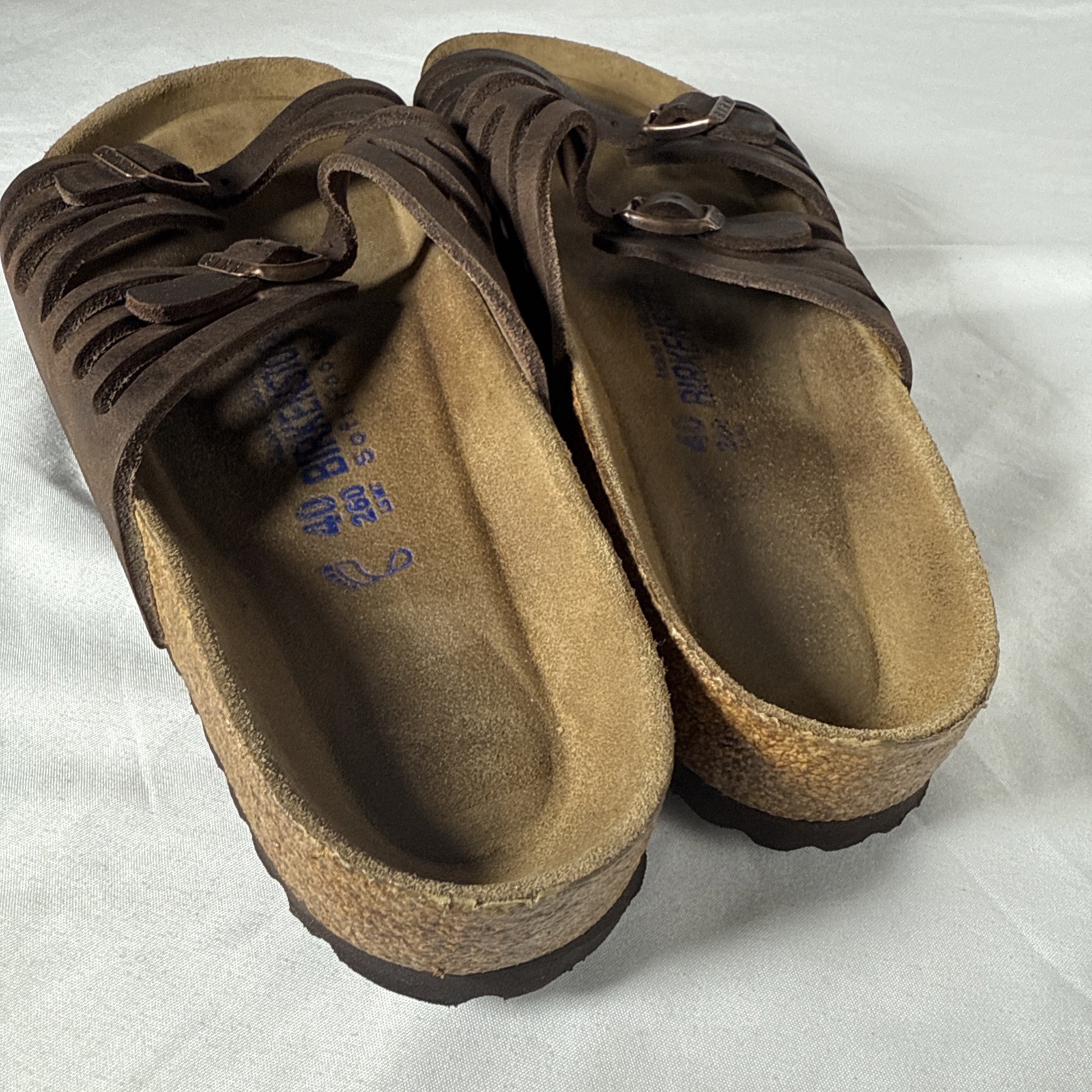 Birkenstock Sandals Brown Granada Slides Leather Buckle Womens 40 L9 M7 2W
