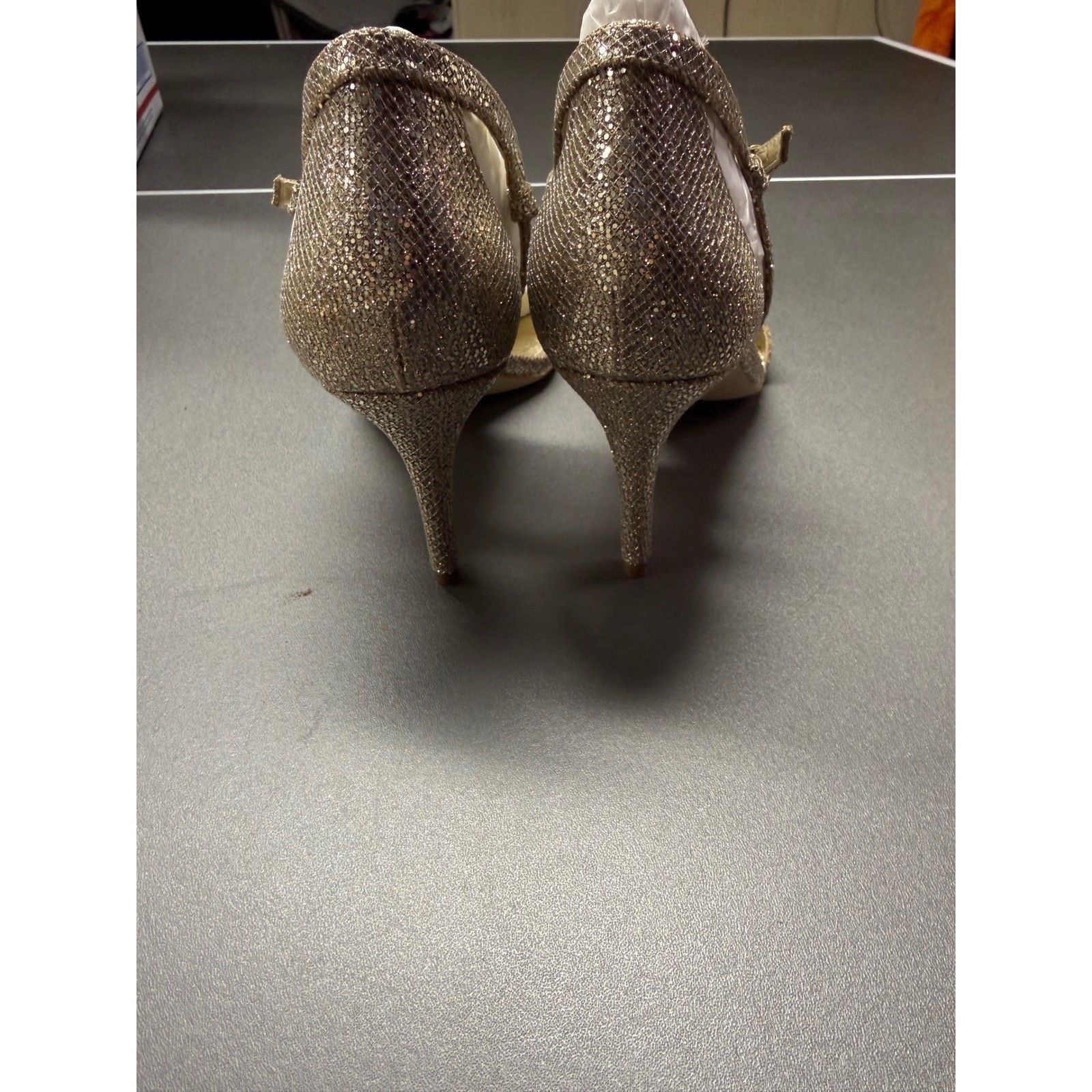 Michael Kors Simone Mid Sandal Silver Sand Glitter Stiletto Heel 40S6SMMA2D 8M
