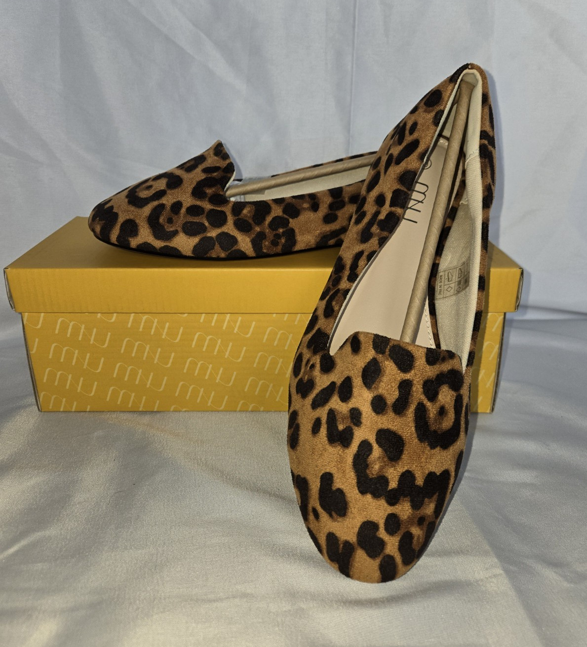 MUSSHOE Women’s Animal Print Faux Suede Slip-On Loafer Flats 9.5 Brown/Black