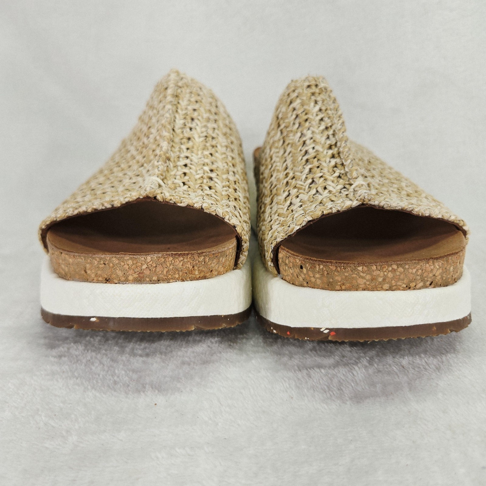 OTBT Wayside Sandals Womens 7.5 Beige Woven Platform Slide Wedge Casual