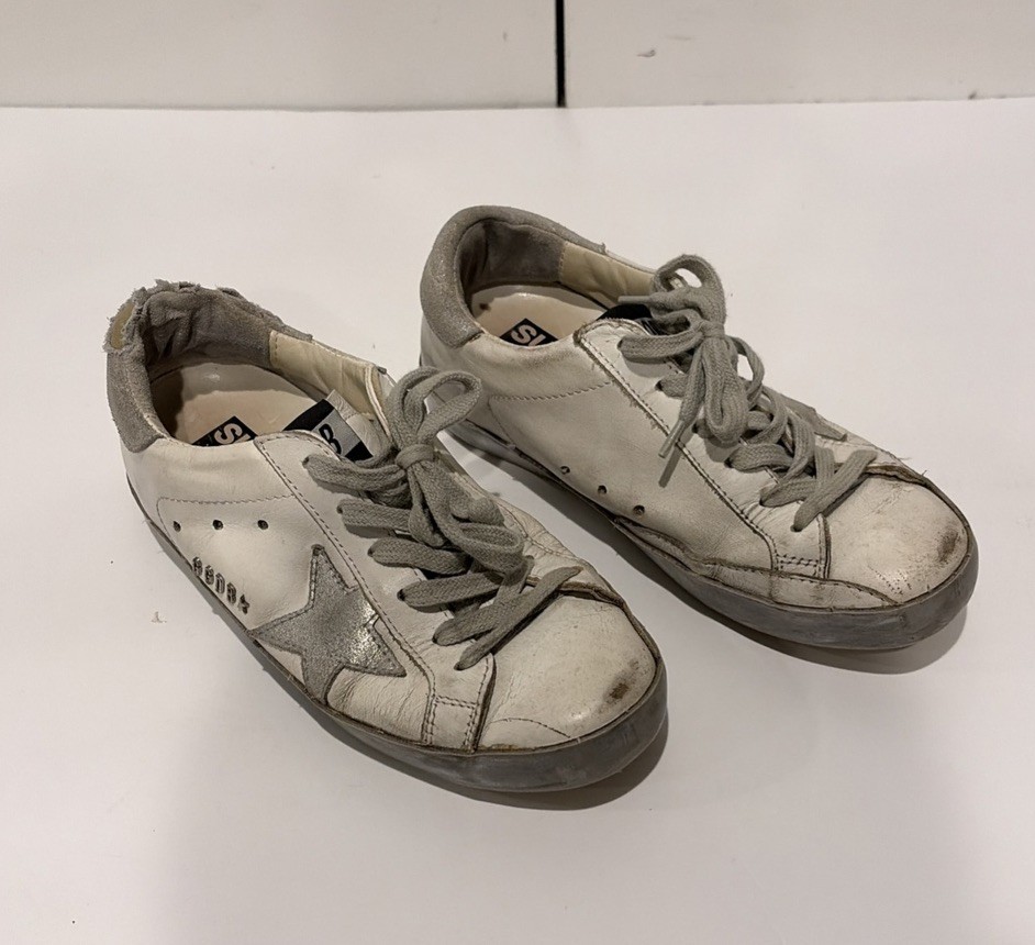 GOLDEN GOOSE SUPERSTAR LEATHER SNEAKER WHITE & BEIGE SIZE 35 EUR