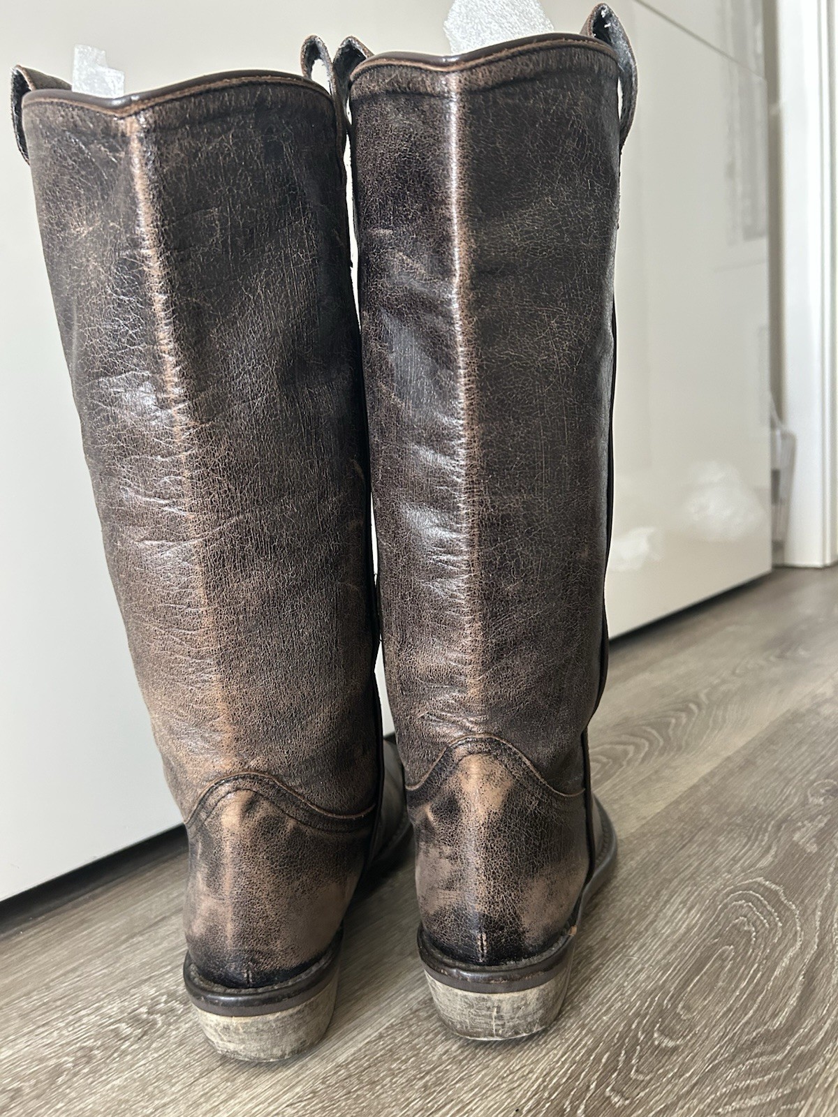 VIA ROMA 15 Women’s DISTRESSED BROWN BOOTS 39.5 US 9.5 handmade
