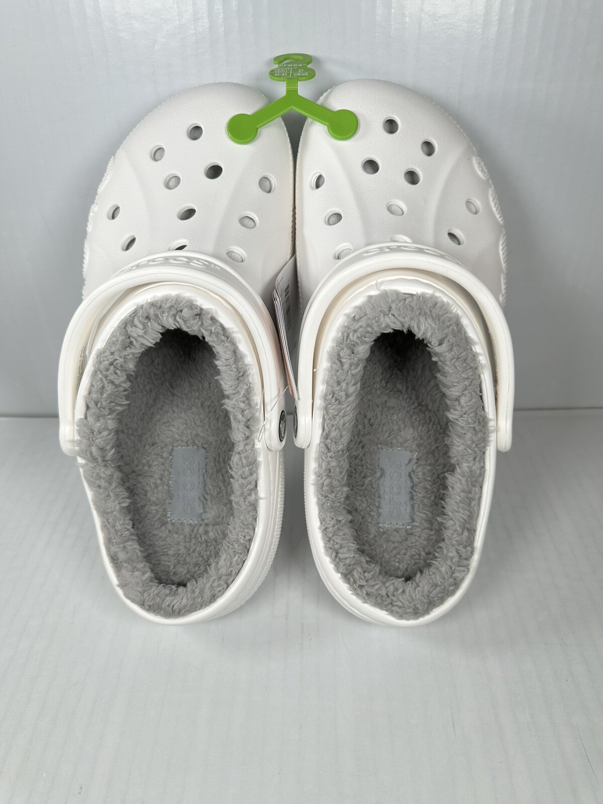 Size M9/W11 Crocs Baya Lined Clog Slip On White/Grey 205969-11H NEW