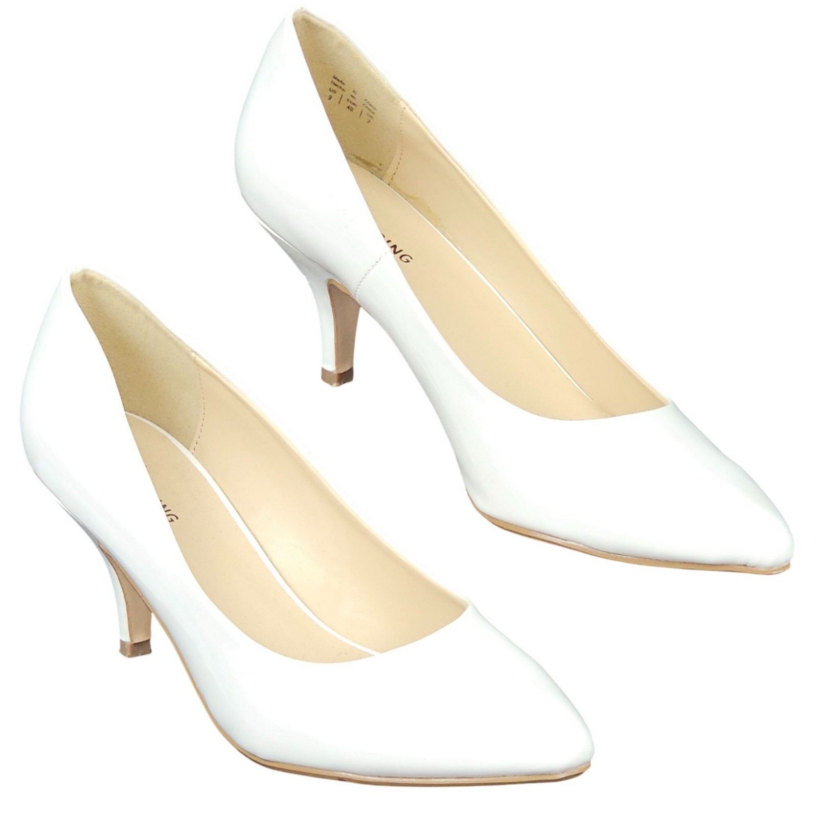 Dressy Office Workwear Business Casual Elegant Modern Chic White 3″ Pumps US 9