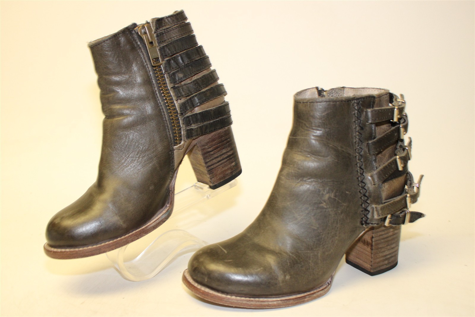 Freebird by Steven Hermosa Handmade Women 8 Distressed Leather Heels Ankle Boots