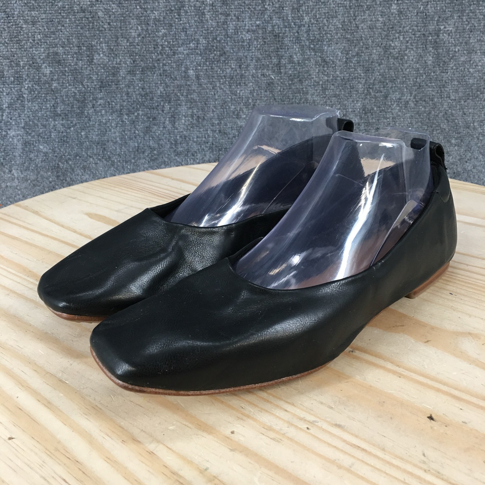 Time And Tru Shoes Womens 9 W Memory Foam Slip Ons Flats Black Faux Leather