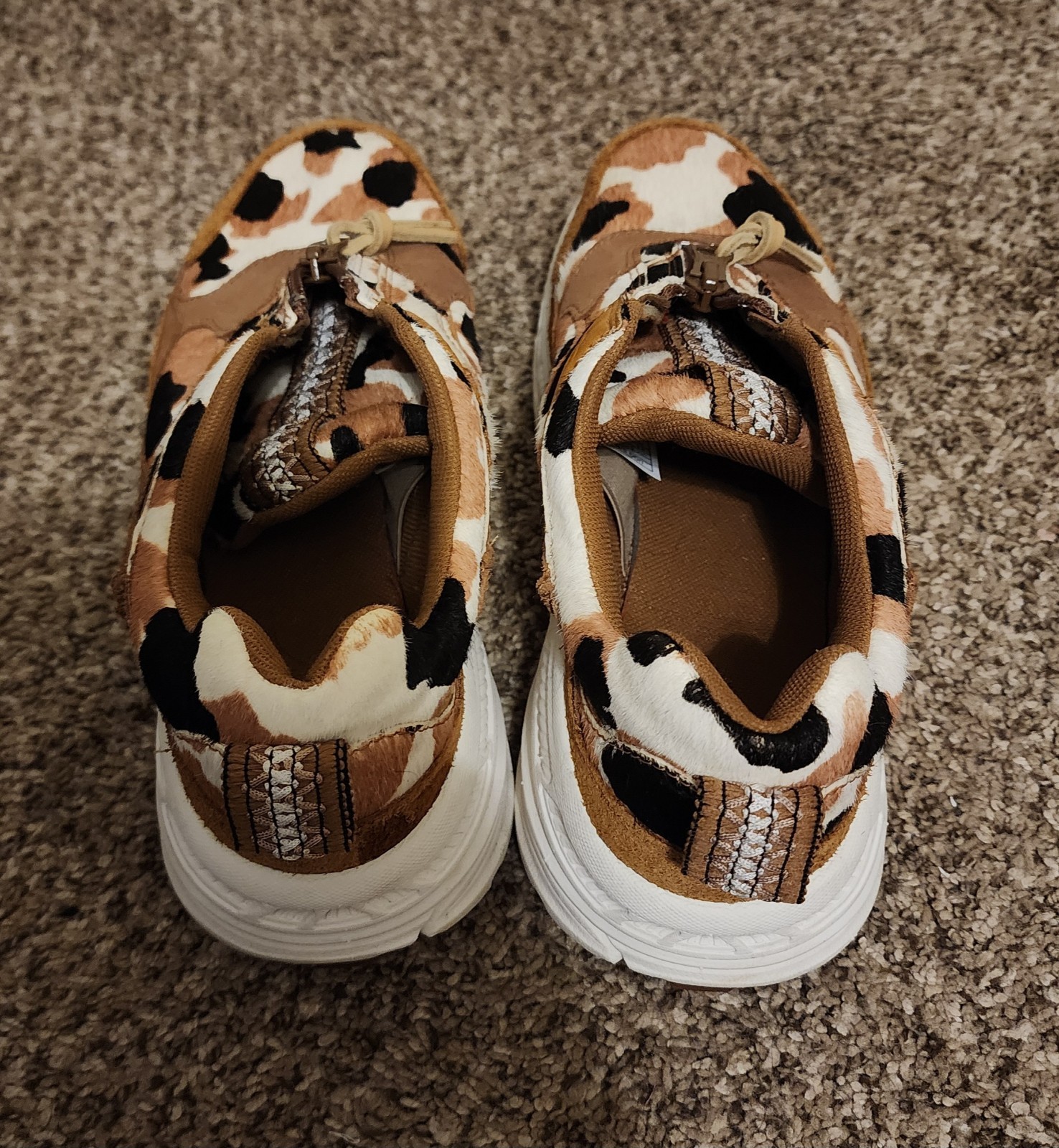 UGG Low Top Animal Print Zip Athletic Sneaker Brown White Black Unisex