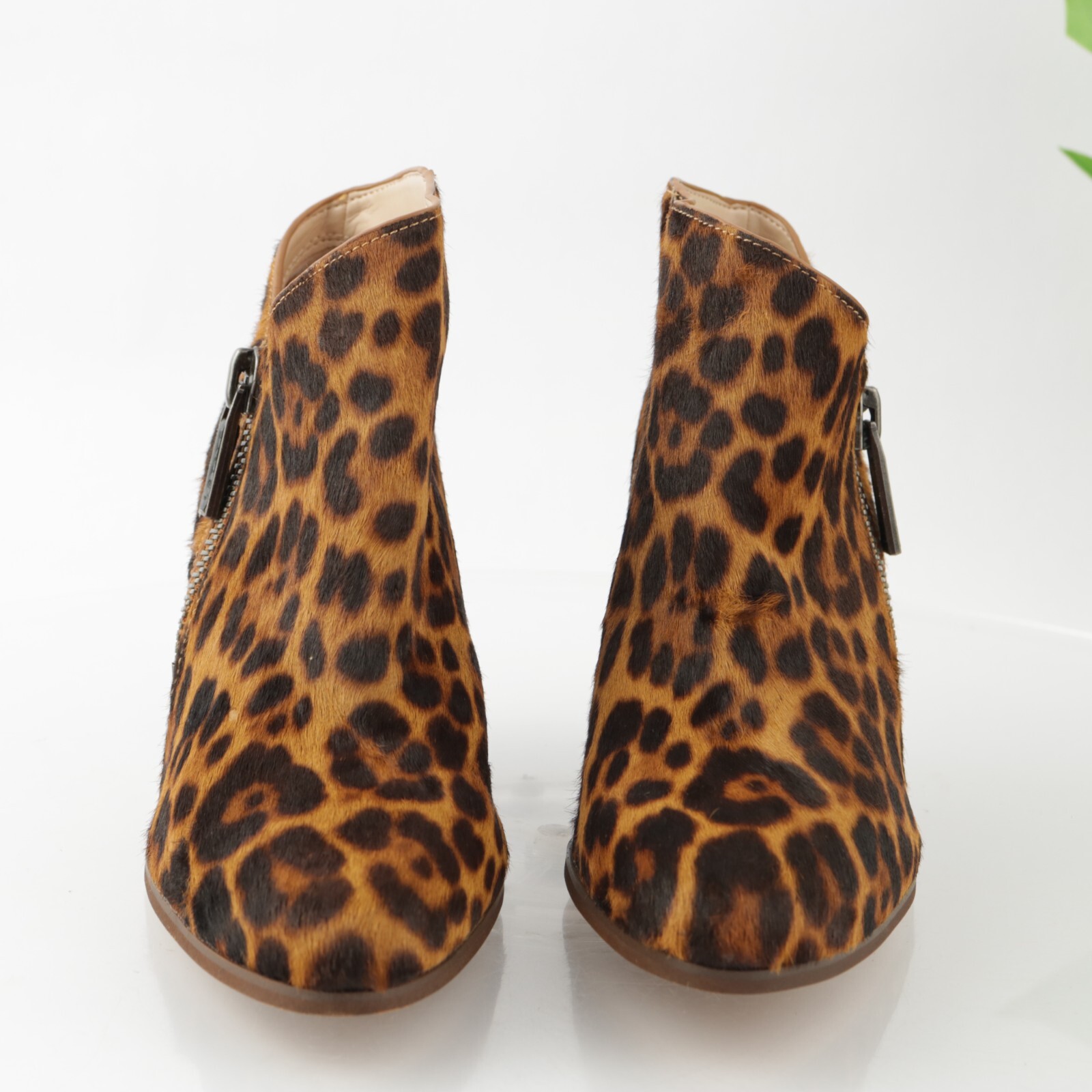 1.STATE Womens Kaleb Boot Size 7 Brown Pony Calf Hair Leopard Wedge Zip Bootie