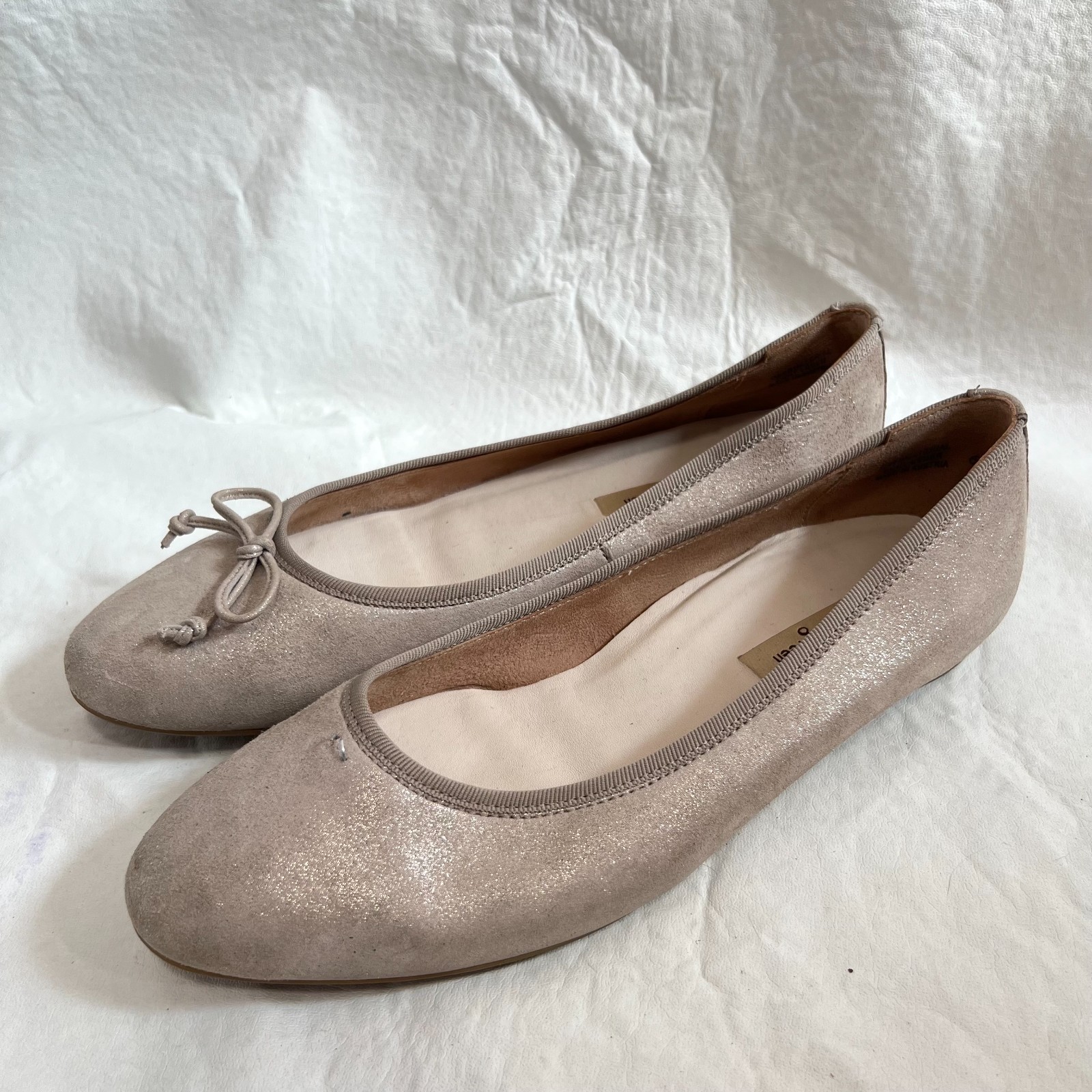 Paul Green Ballet Flats Ursula beige Cashmere Suede Metallic UK 6.5 US 9 shoes