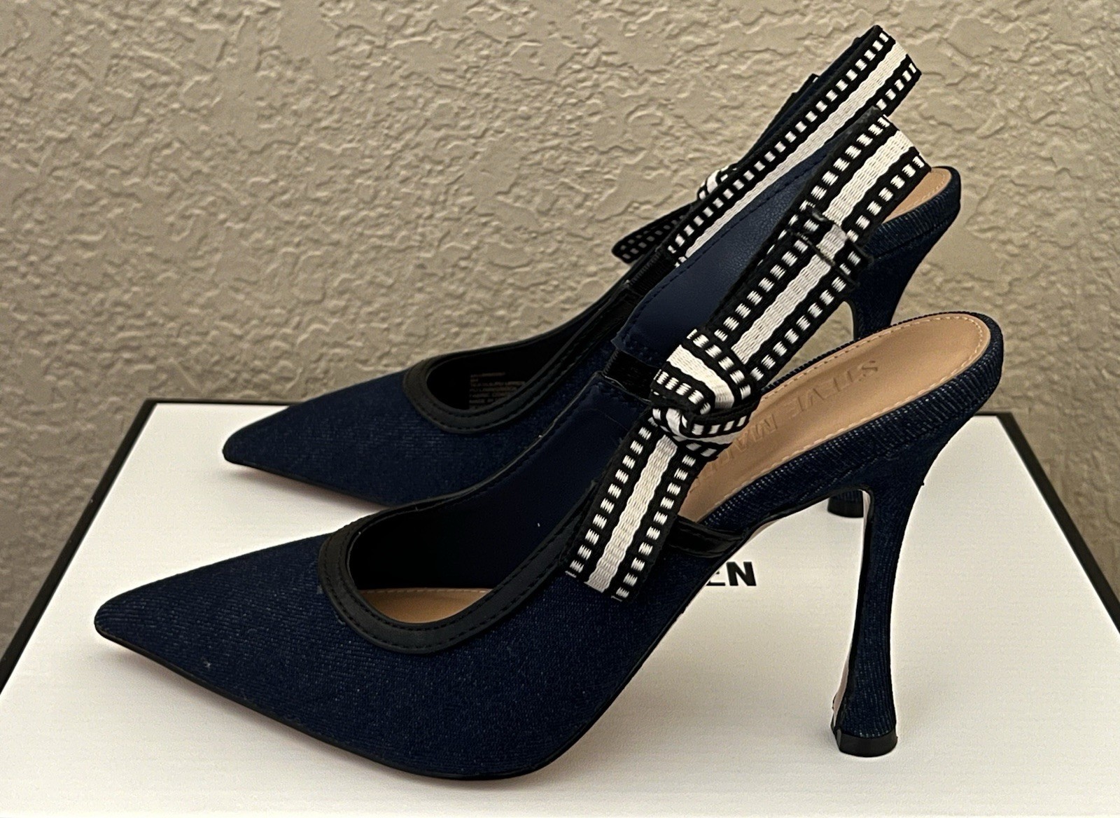 Steve Madden Women’s Bri Dark Denim Design Heels Size-6.5