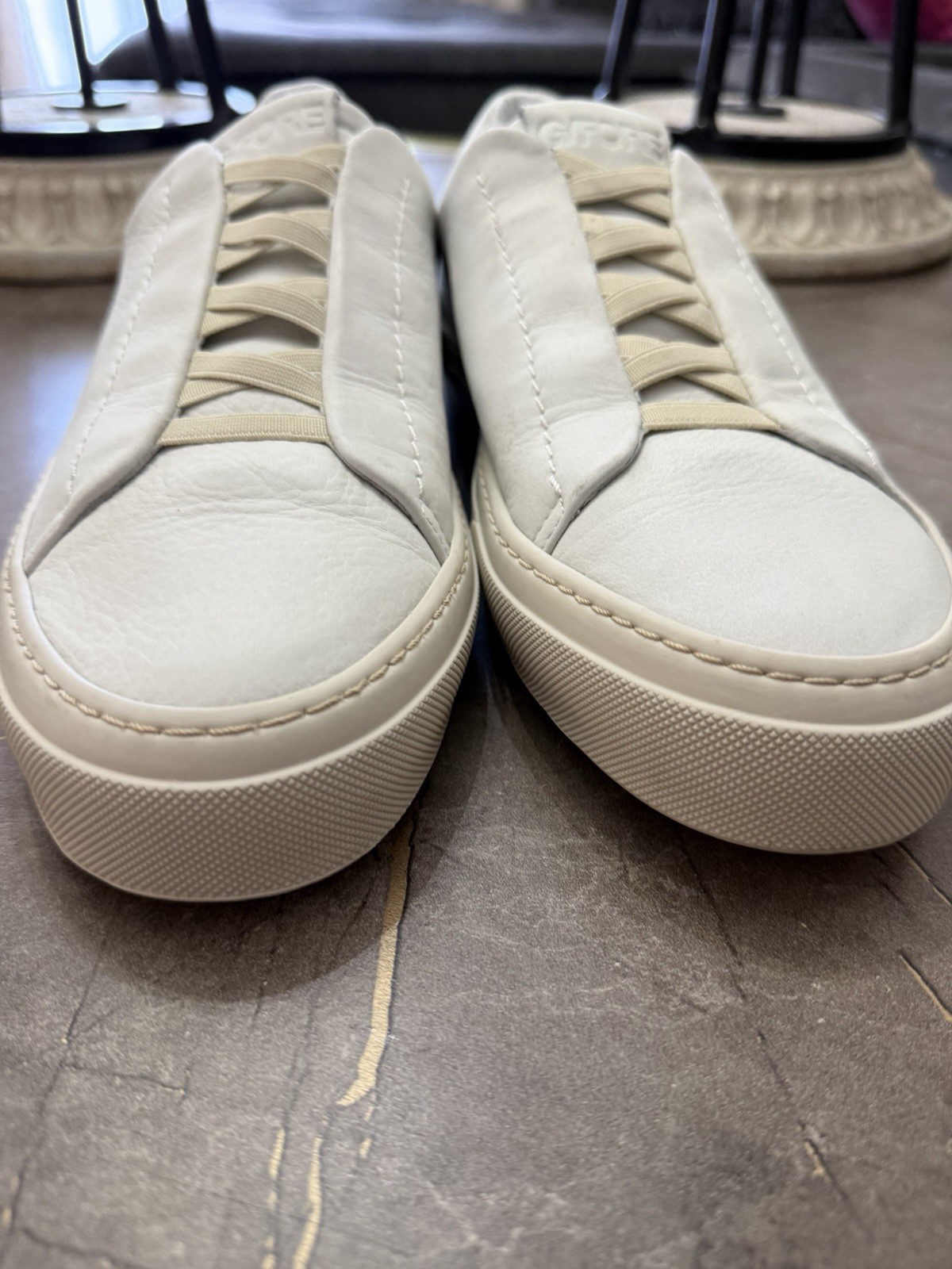 G/FORE White Leather Lace-Up Sneakers unisex US W8.5 M7 EU 40 Logo Accents