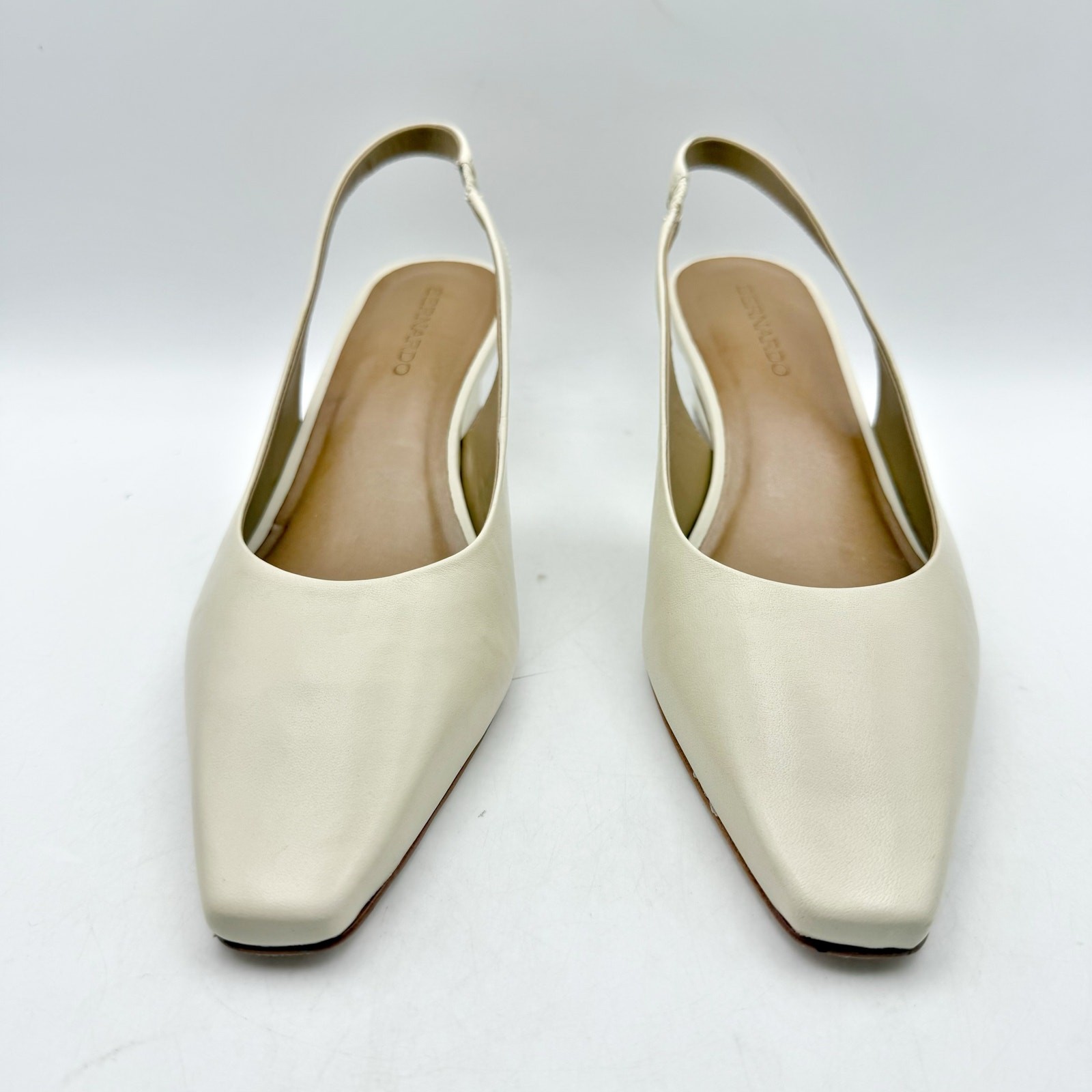 Bernardo Womens Ariella Pumps US 8 M Beige Eggshell Leather Slingback NIB