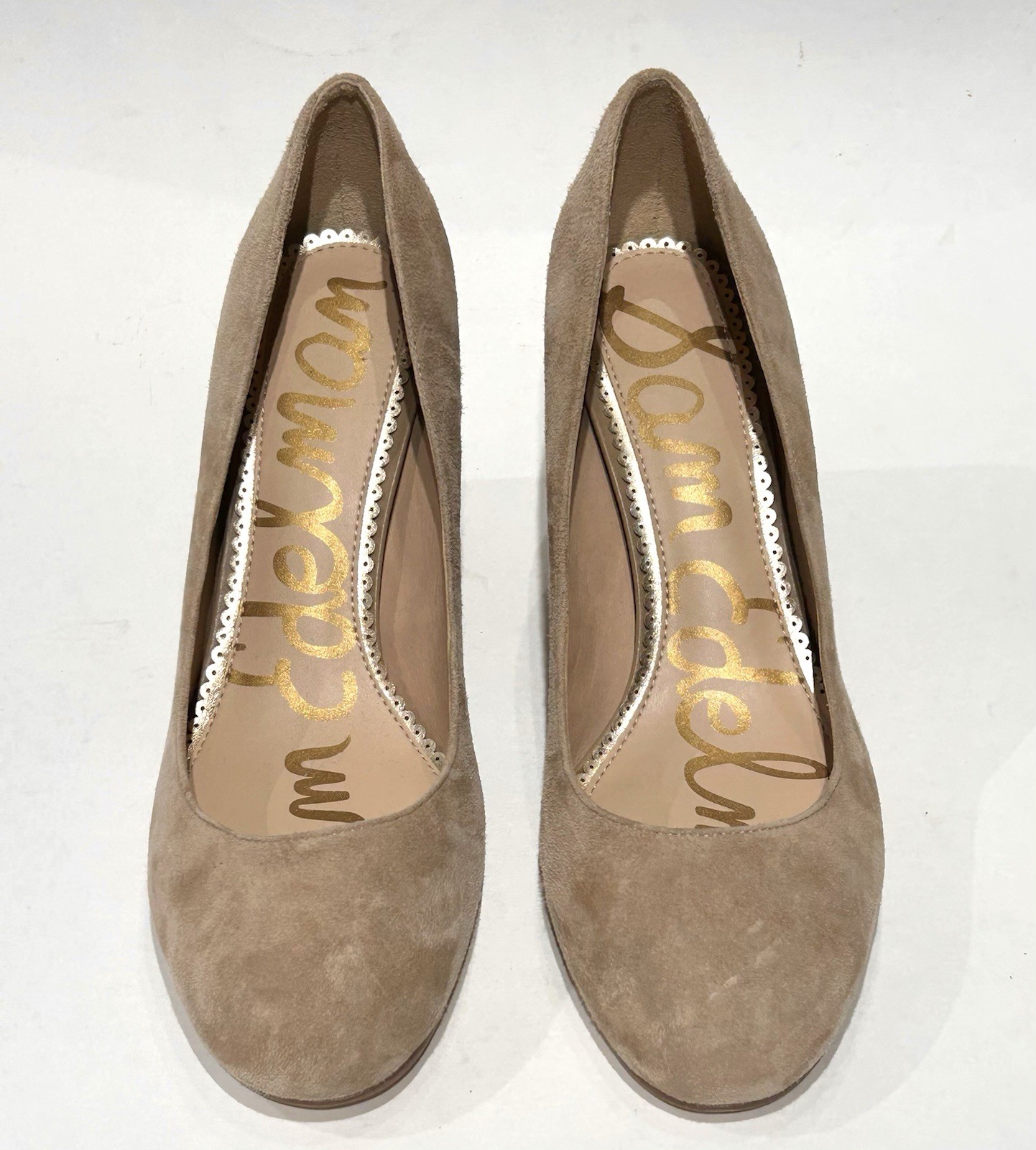 Sam Edelman JUNIE Beige Suede Leather Block Heel Pump Size 8 NWOB