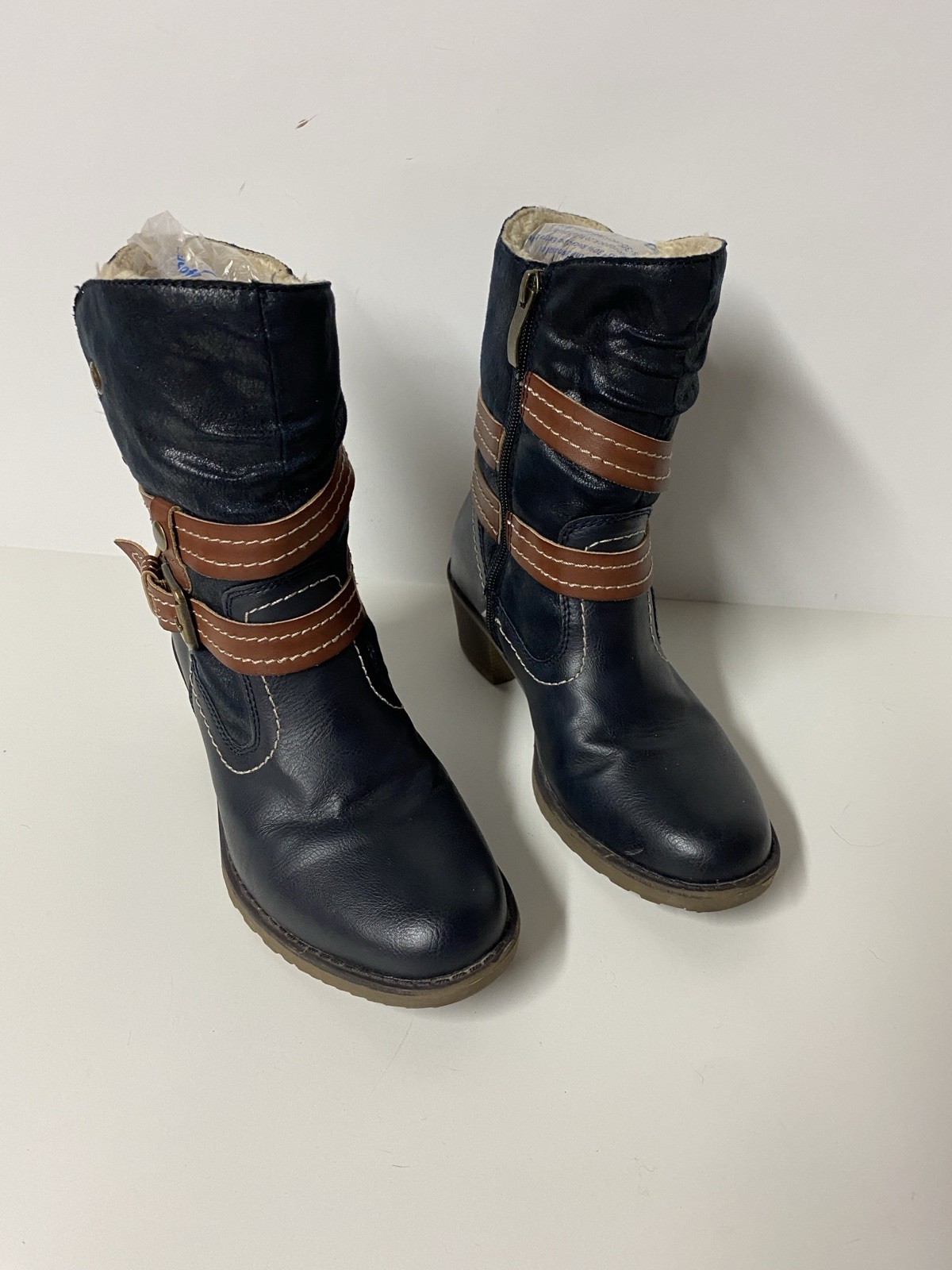 Spring Step Boisa Water Resistant Women Navy Bootie Faux Fur Boots Size 37