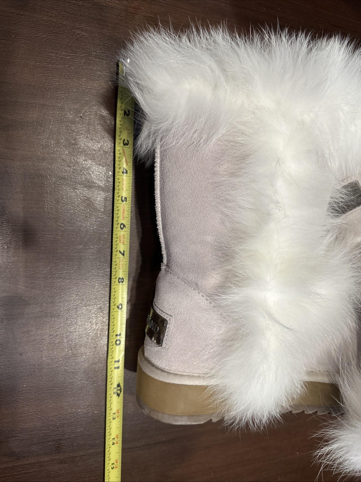 AUSLAND 9256 Women’s Fashion Fur Boot Snow White Faux Fox Fur Size 9.5 Suede