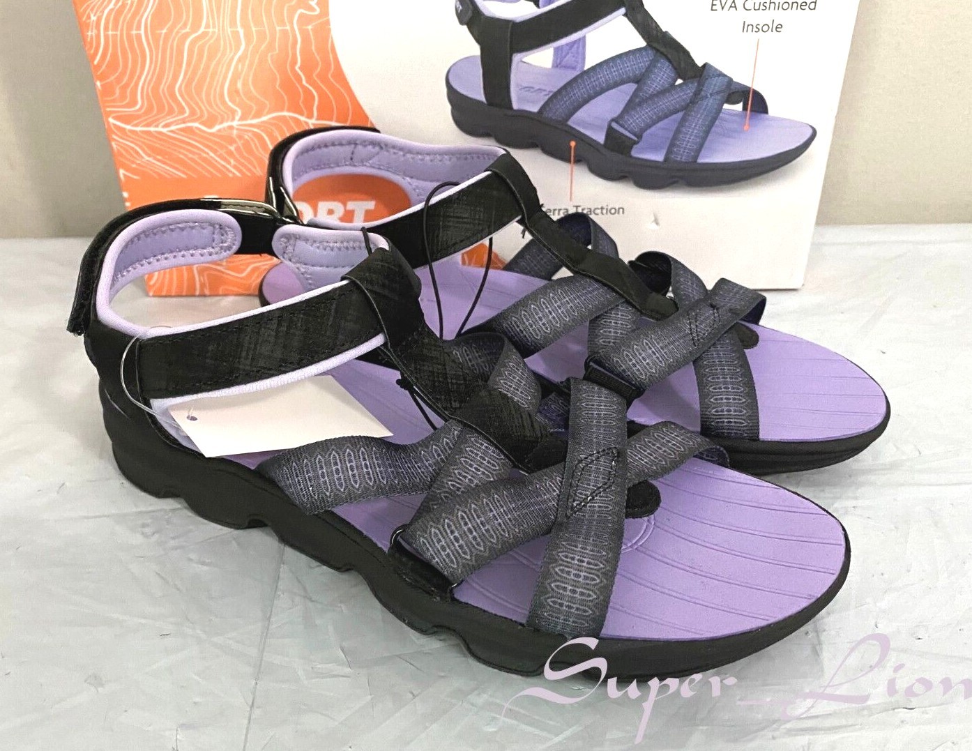 NEW JSport Women’s KAIA Adjustable Strap Sports Sandal – PICK SIZE Black/Purple
