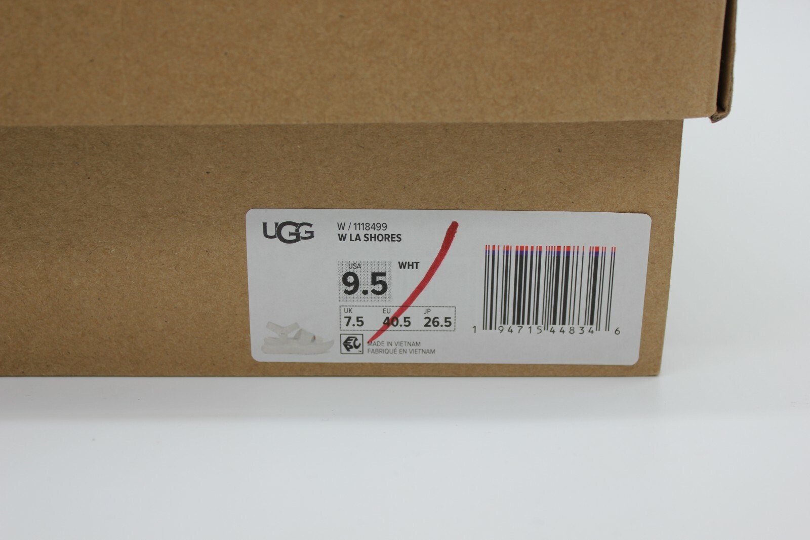 UGG LA Shores Sandal Strappy Platform White Color Size 9.5 US