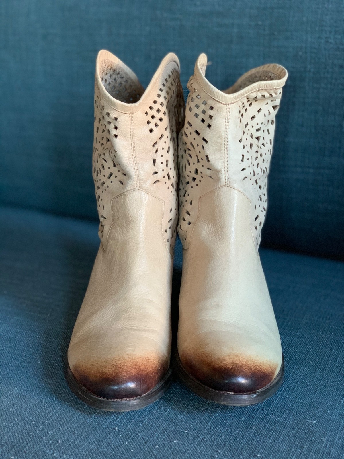Women’s Genuine Leather Western Ankle Boots EU 37 US 6 6.5 Boho Festival