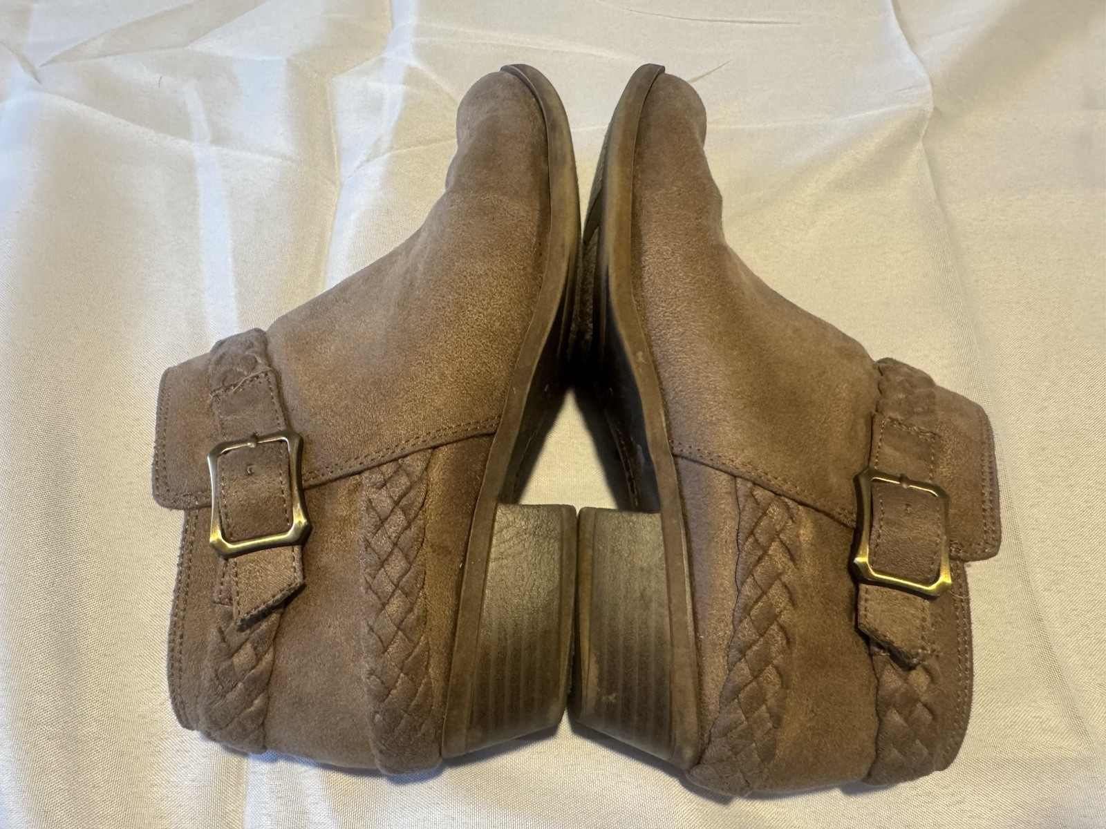FLEX Adriana Brown Ankle Bootie Boots Comfort Buckle Zip Round Toe US 6.5M
