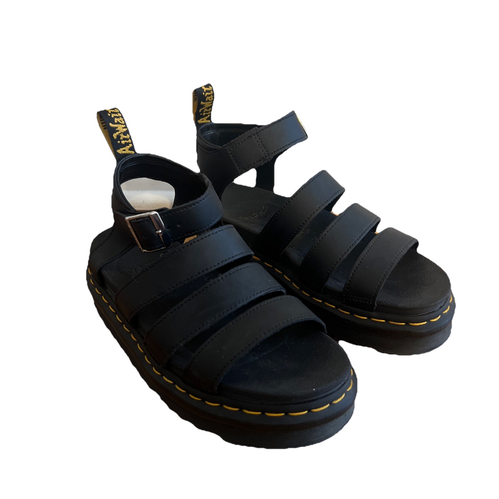 Dr. Martens Blaire Quad Black Leather Strappy Sandals Women’s Size 7 Excellent