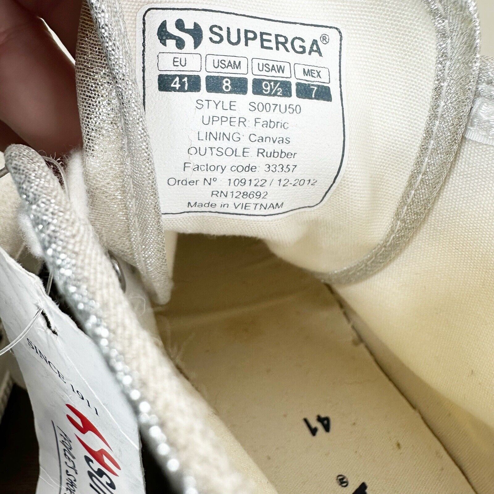 NEW Superga Sneakers Unisex Adults Silver Studded High Top Lace Up Shoes