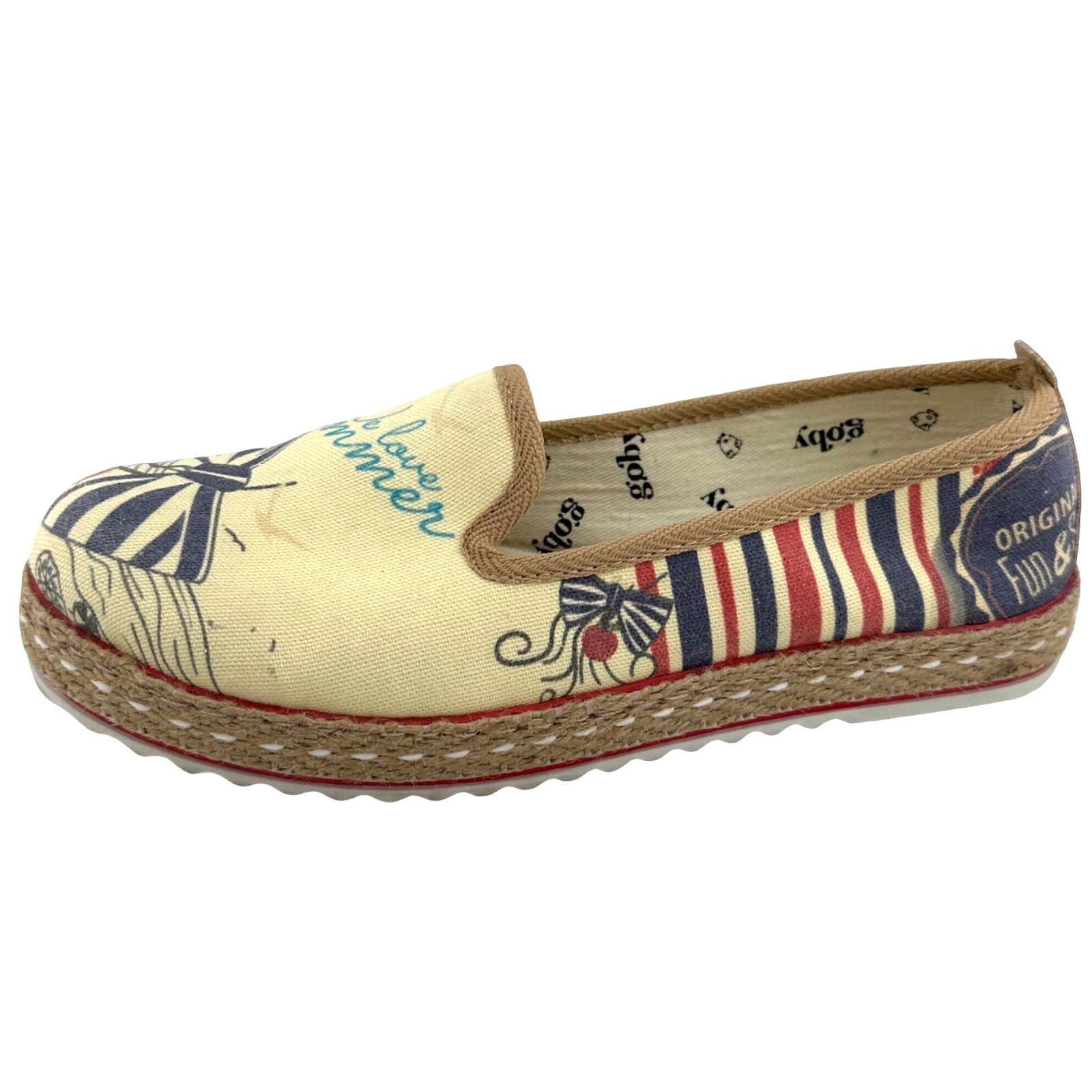 Goby Cartoon Girl Graphics We Love Summer Canvas Espadrille Sneakers Shoes 7.5