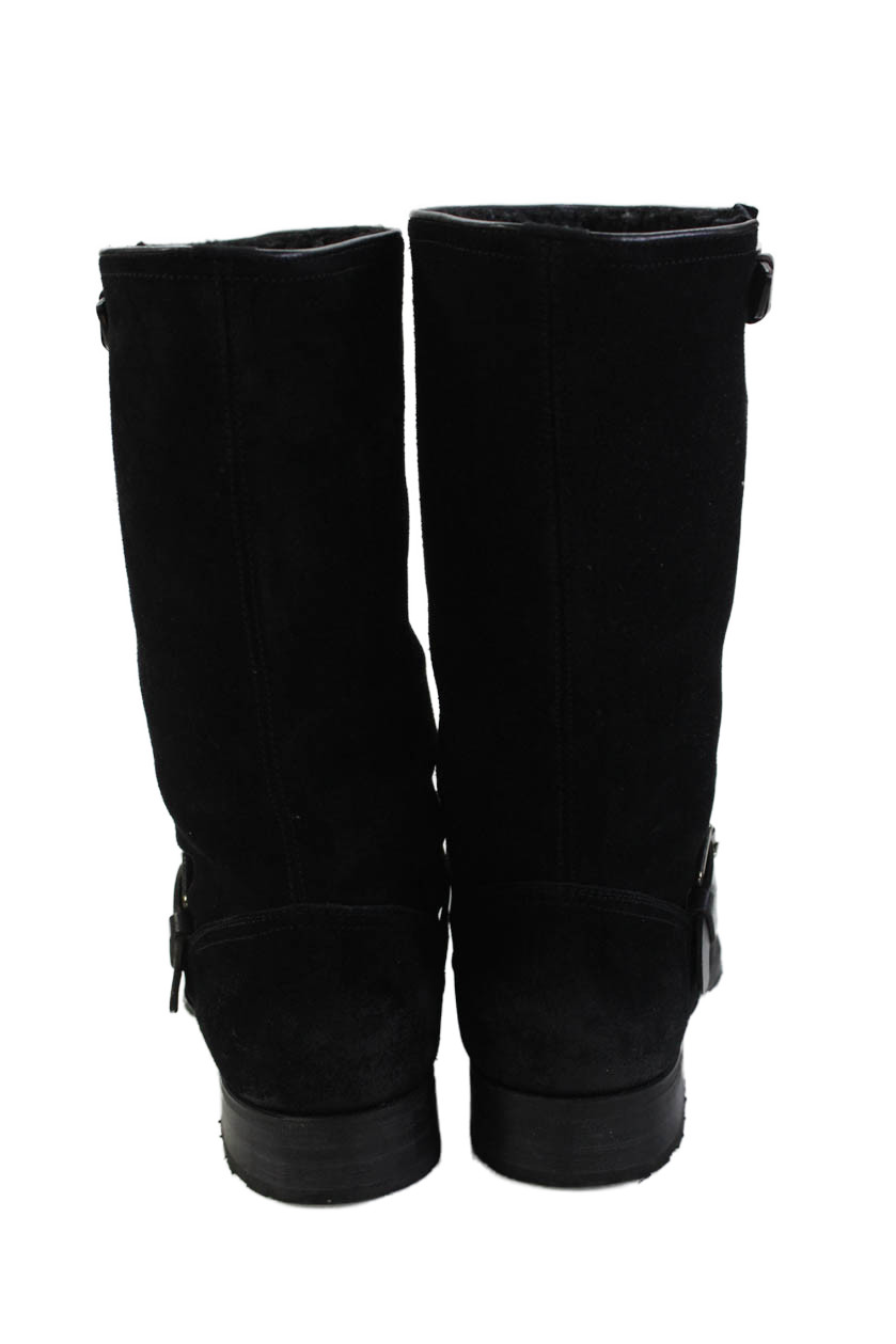 N.D.C. Womens Suede Buckled Block Heel Ankle Boots Black Size EUR 40