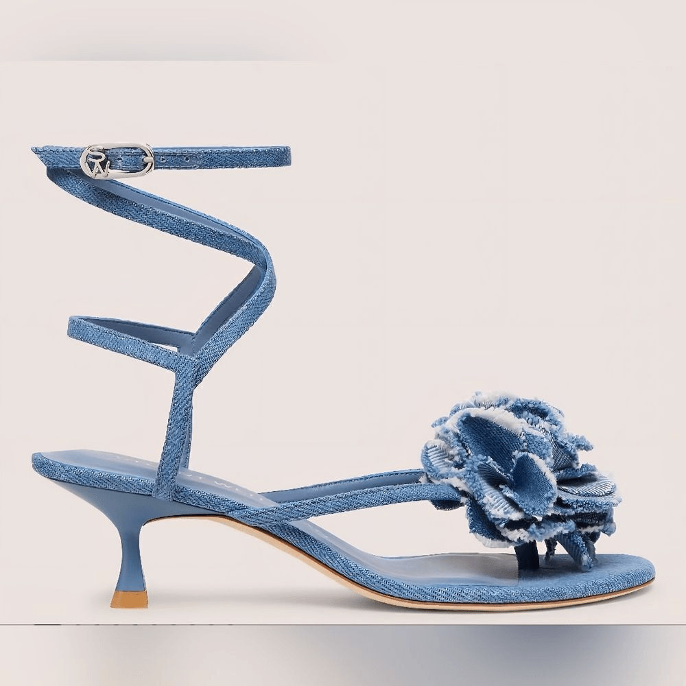 $495 Stuart Weitzman Belize 50 Stappy Sandal In Denim 7B