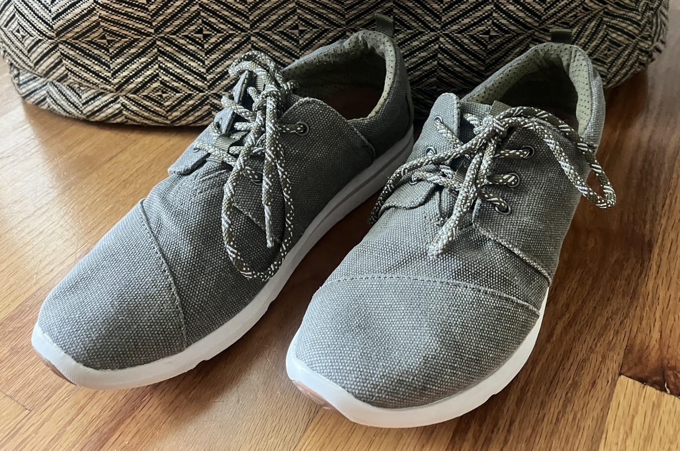 TOMS Del Rey Casual Womens Olive Green Denim Twill Lace Up Shoes US Size W 8