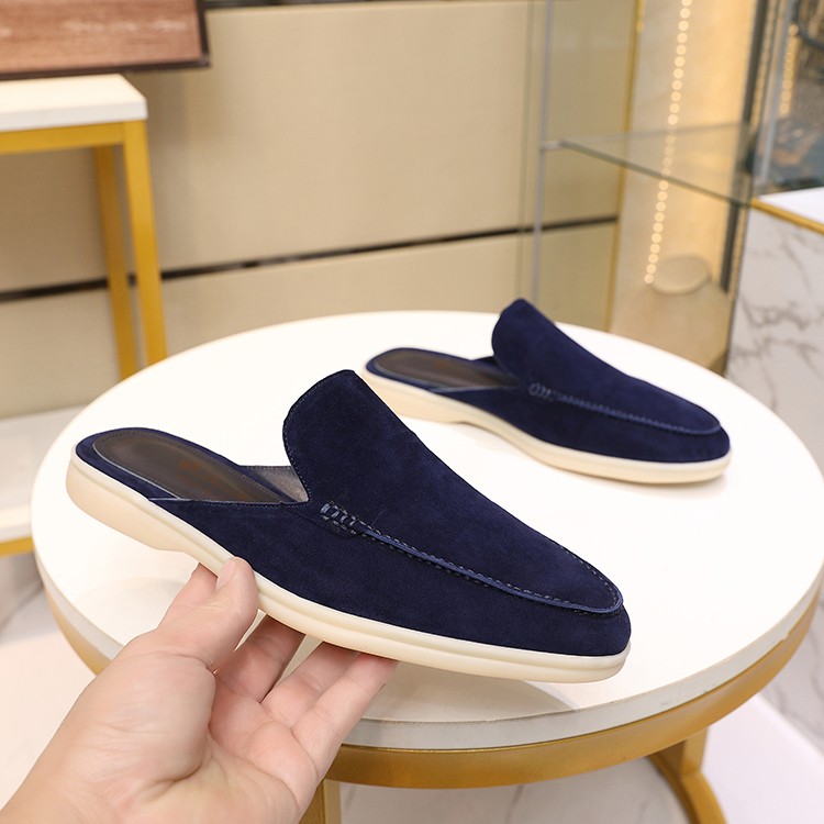 Mens Summer Suede Leather Slippers Casual Mules Comfort Retro Loafers Shoes