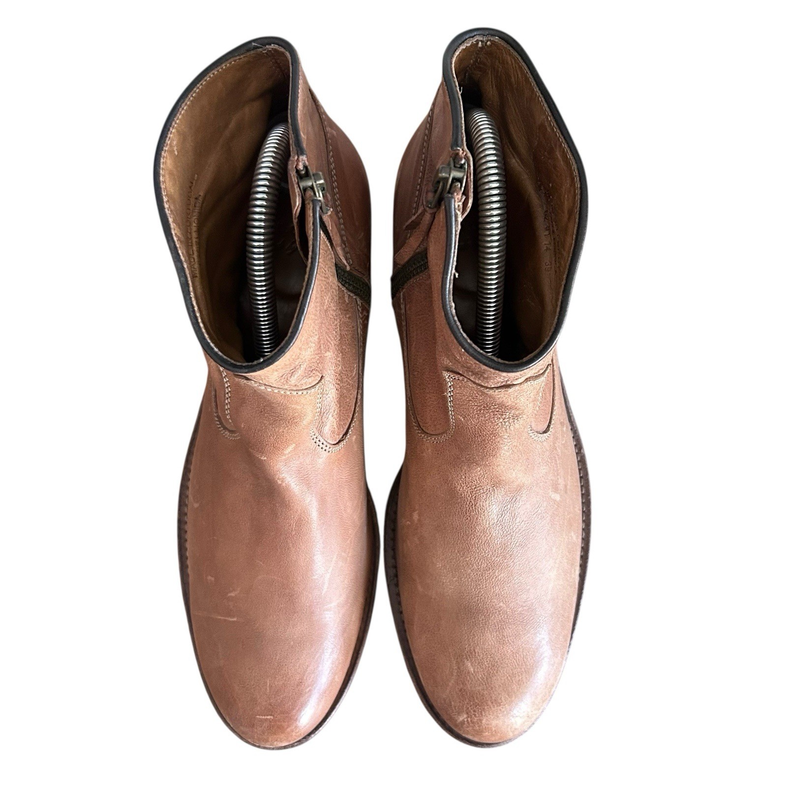N.D.C. Made By Hand Boots Womens 39 / 8 Brown Leather Ankle Booties Block Heel