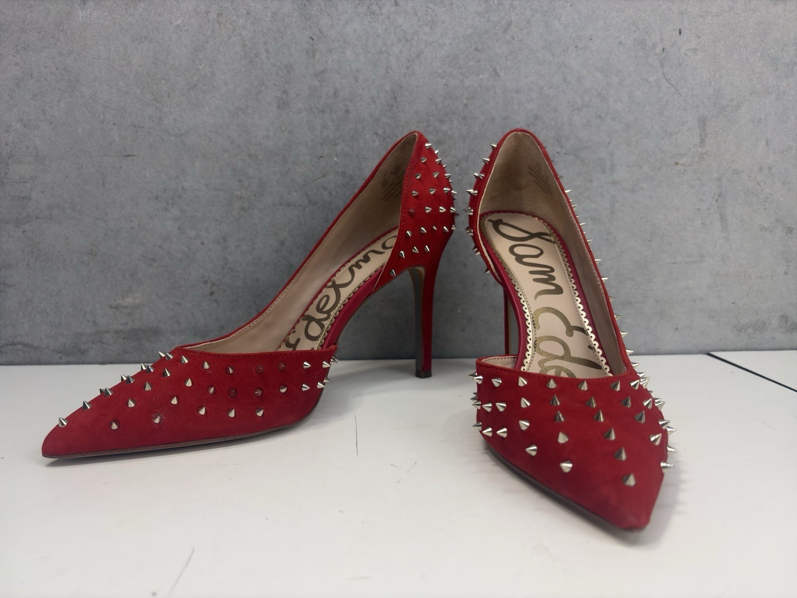 Sam Edelman Hadlee Candy Red Suede Spiked Pointed Toe Heels Pumps Womens 10 M