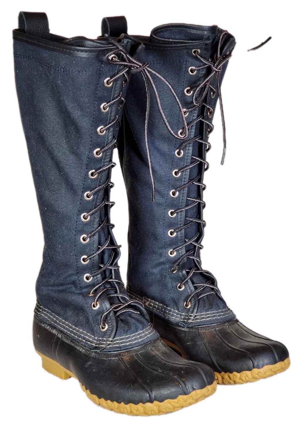 L.L. Bean Signature 16″ Black Waxed Canvas Unlined Tall Hunting Boots Women US 6