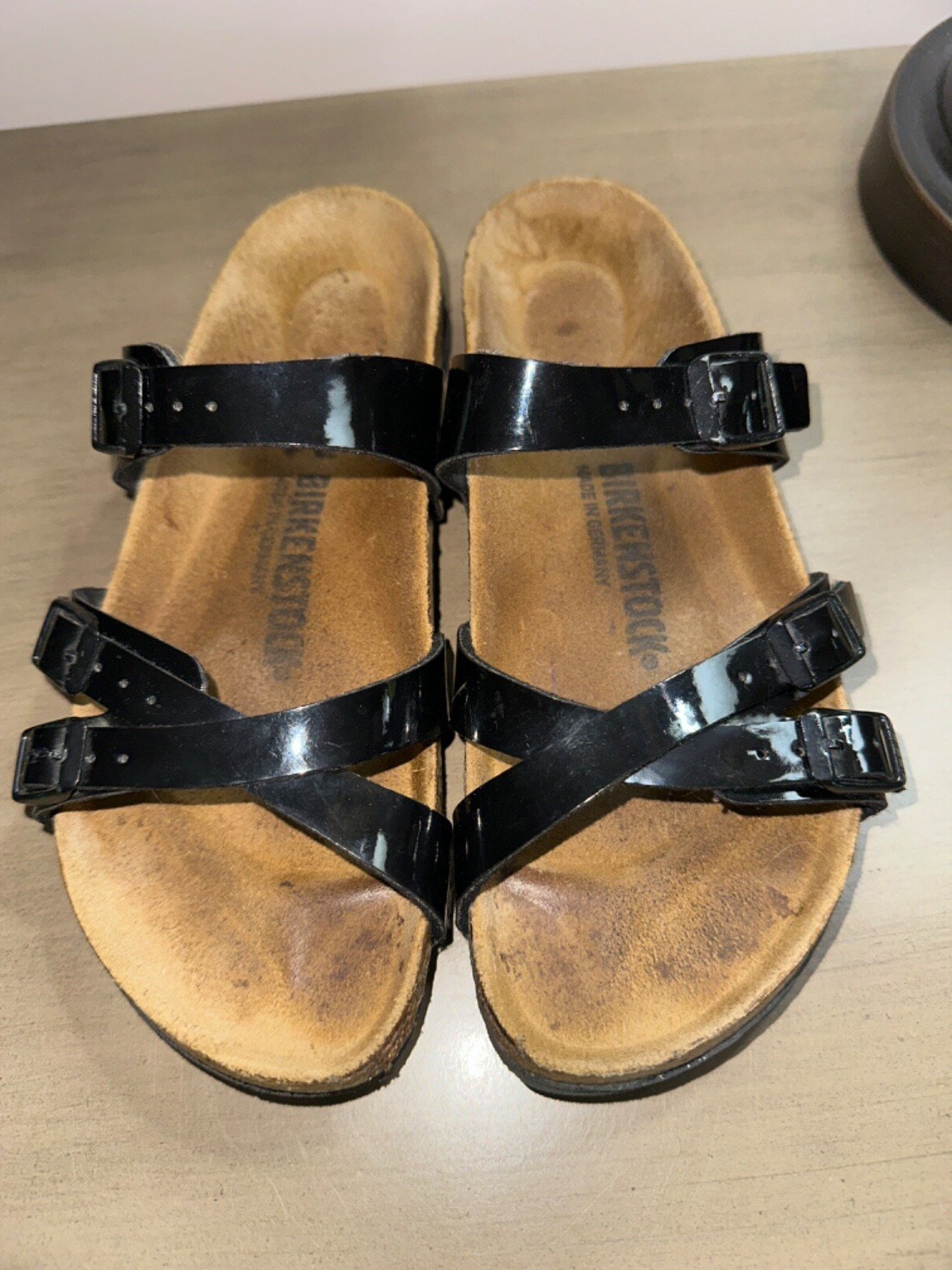 BIRKENSTOCK Franca Magic Galaxy black Birko-Flor slides sandals 38 US 7 M/N EUC