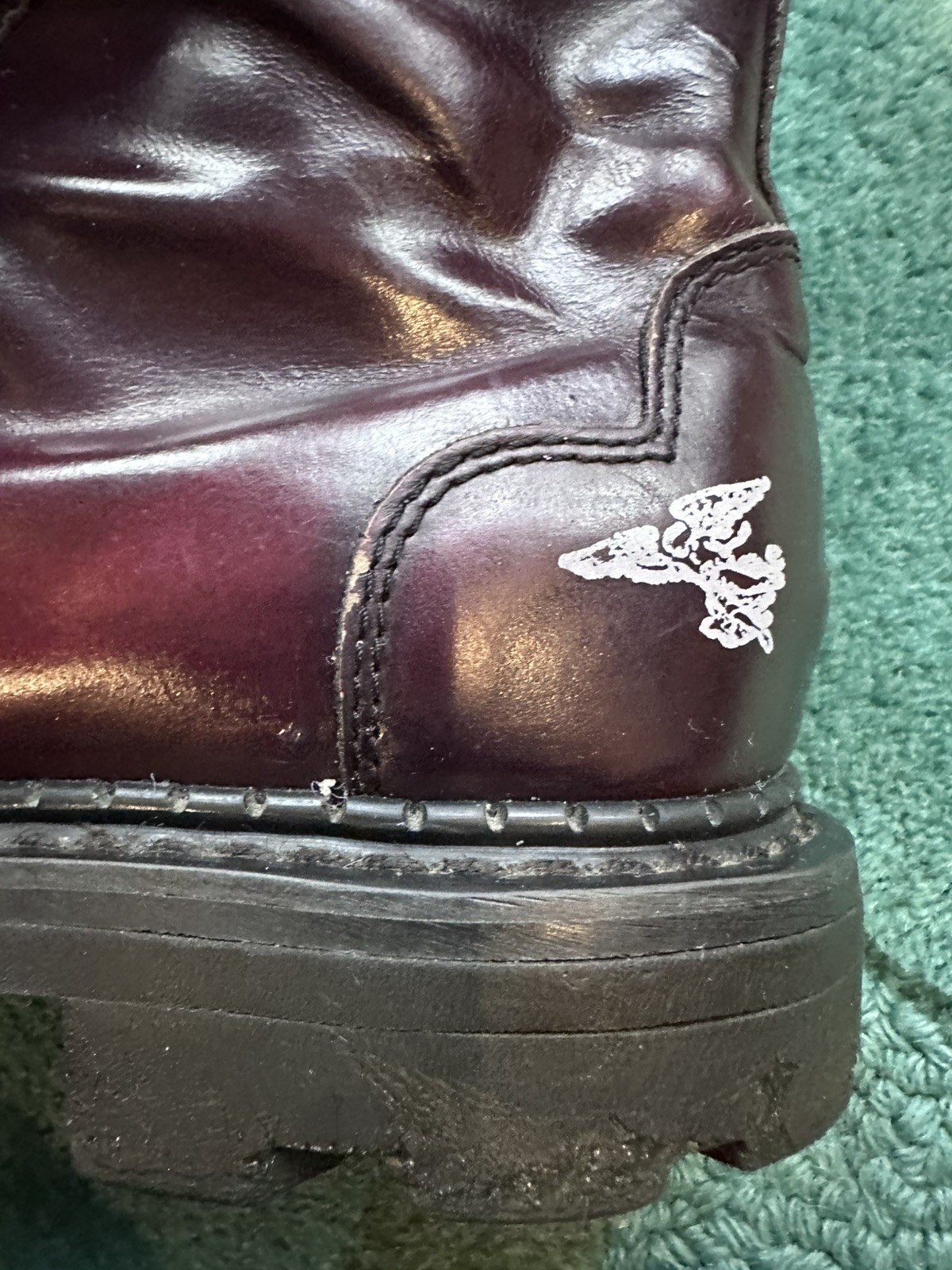 Fluevog VINTAGE Angels Derby Swirl 6-eye burgundy ankle boots (Poland) – US 7.5
