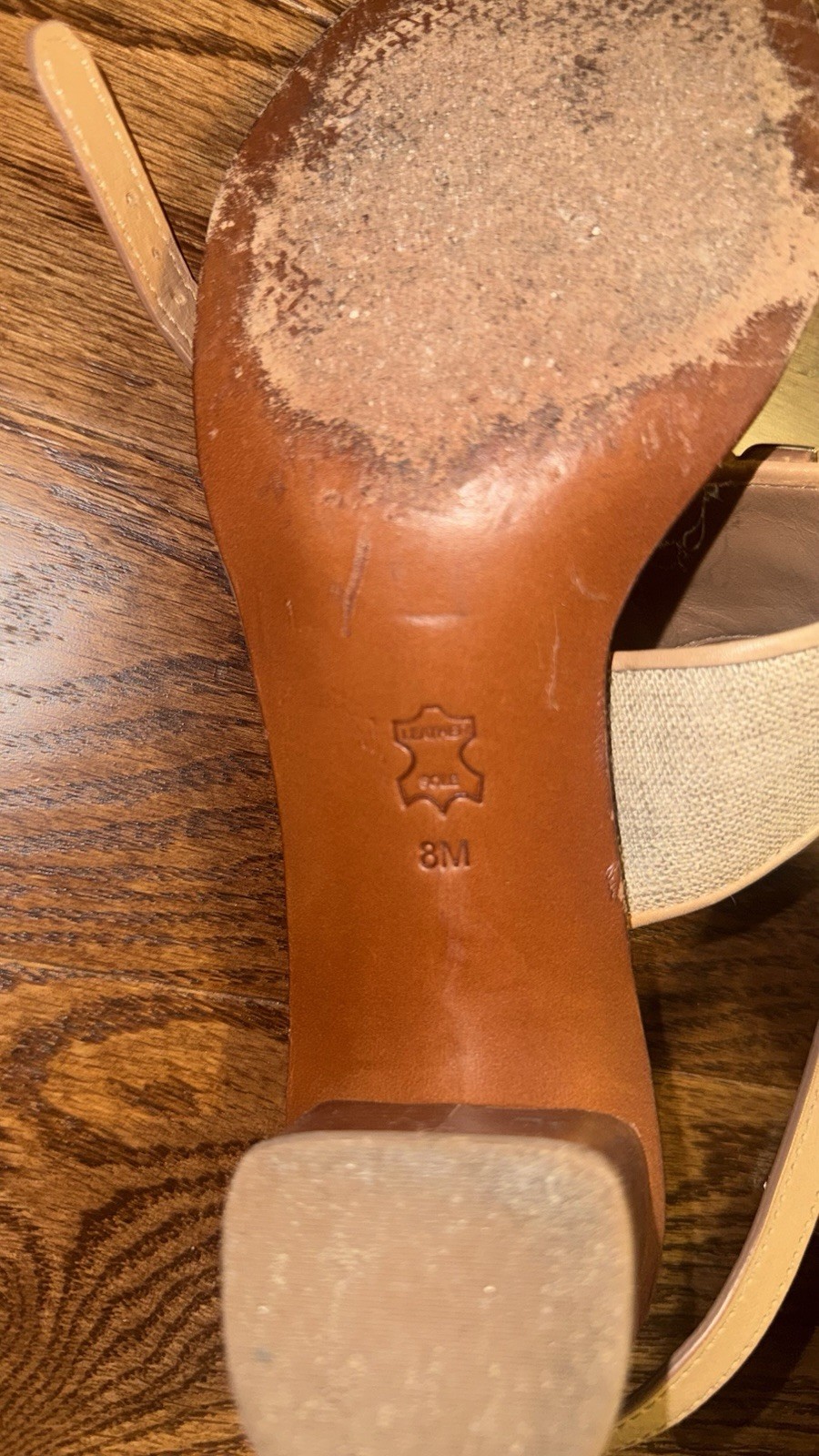 Tory Burch Logo Ankle Strap Leather Buckle Sandals Brown/Beige Women 8M