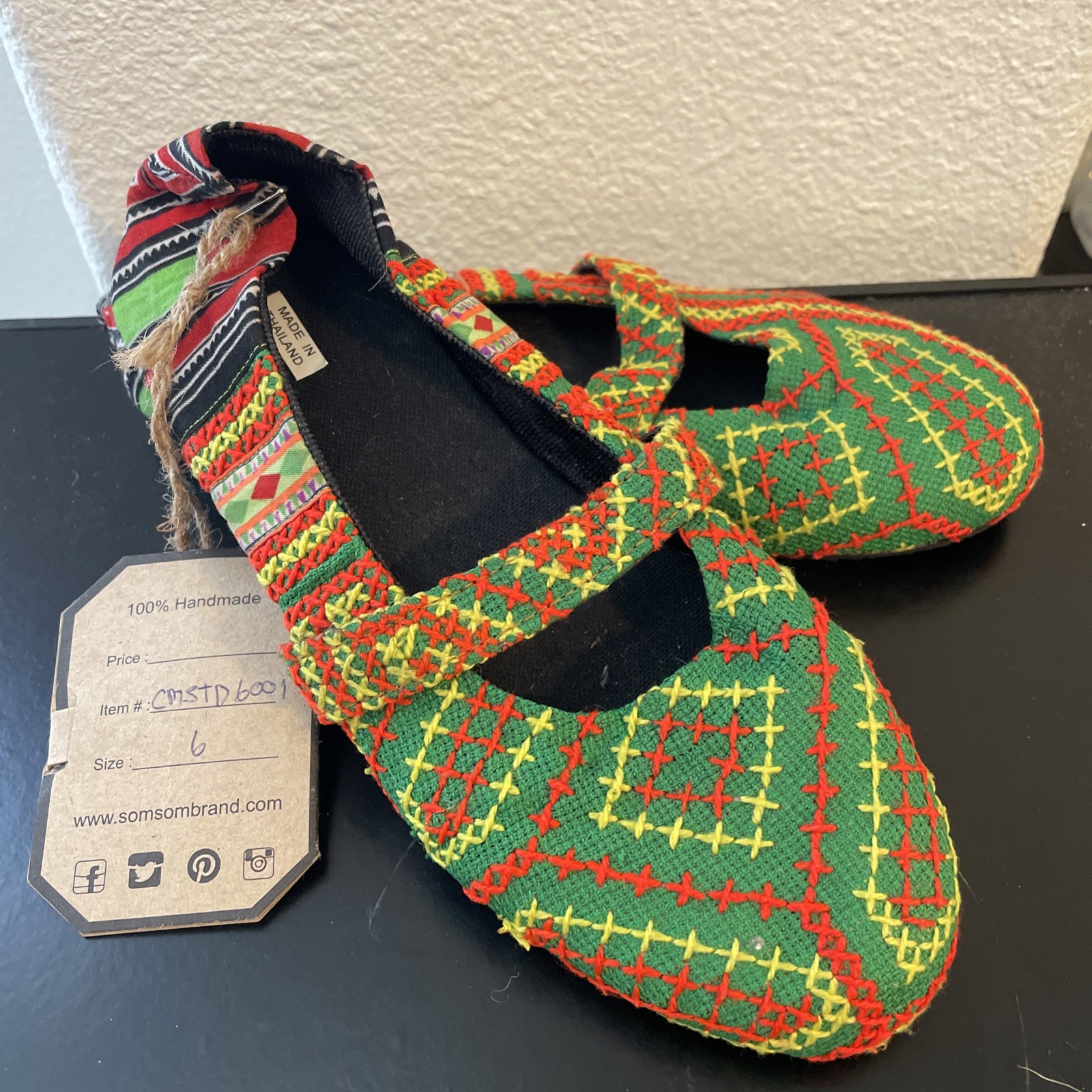 SomSom Brand – Flat Shoes – Handmade In Thailand – NEW. Size 6