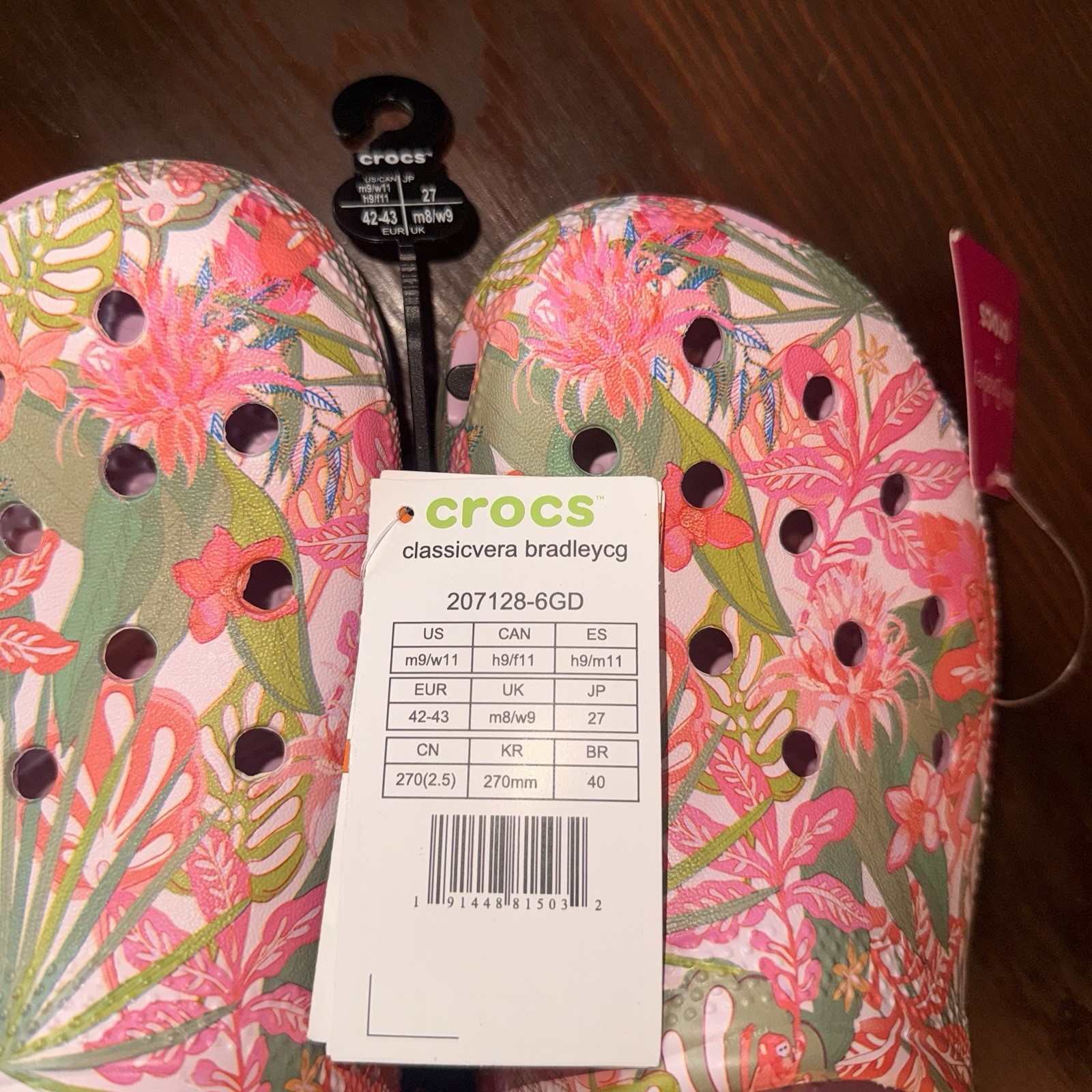 Vera Bradley Crocs Classic Rain Forest Canopy Pink Clog Ballet Pink Women’s 11